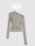 Striped Stacked Neck Asymmetric Two Way Long Sleeve T-shirt