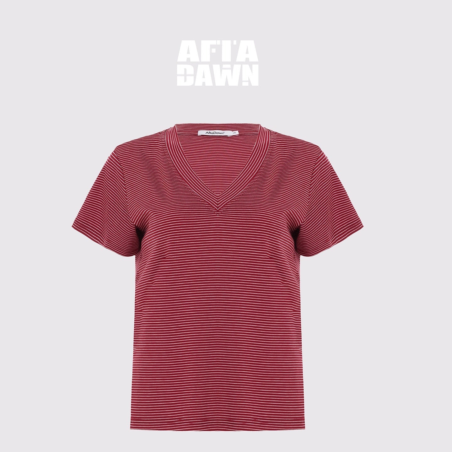AFTADAWN_Striped_V-neck_Drapey_Wrinkle_Resistant_Women&