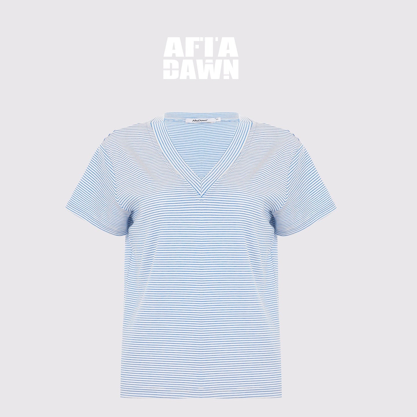 AFTADAWN_Striped_V-neck_Drapey_Wrinkle_Resistant_Women&
