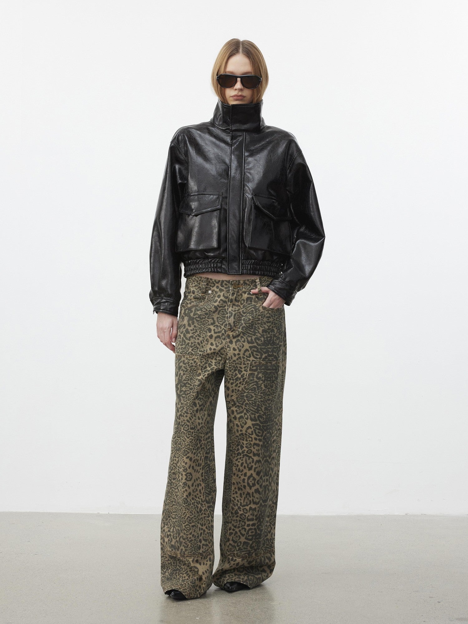 AFTADAWN Structured Crackle Texture Lapel Padded Women&