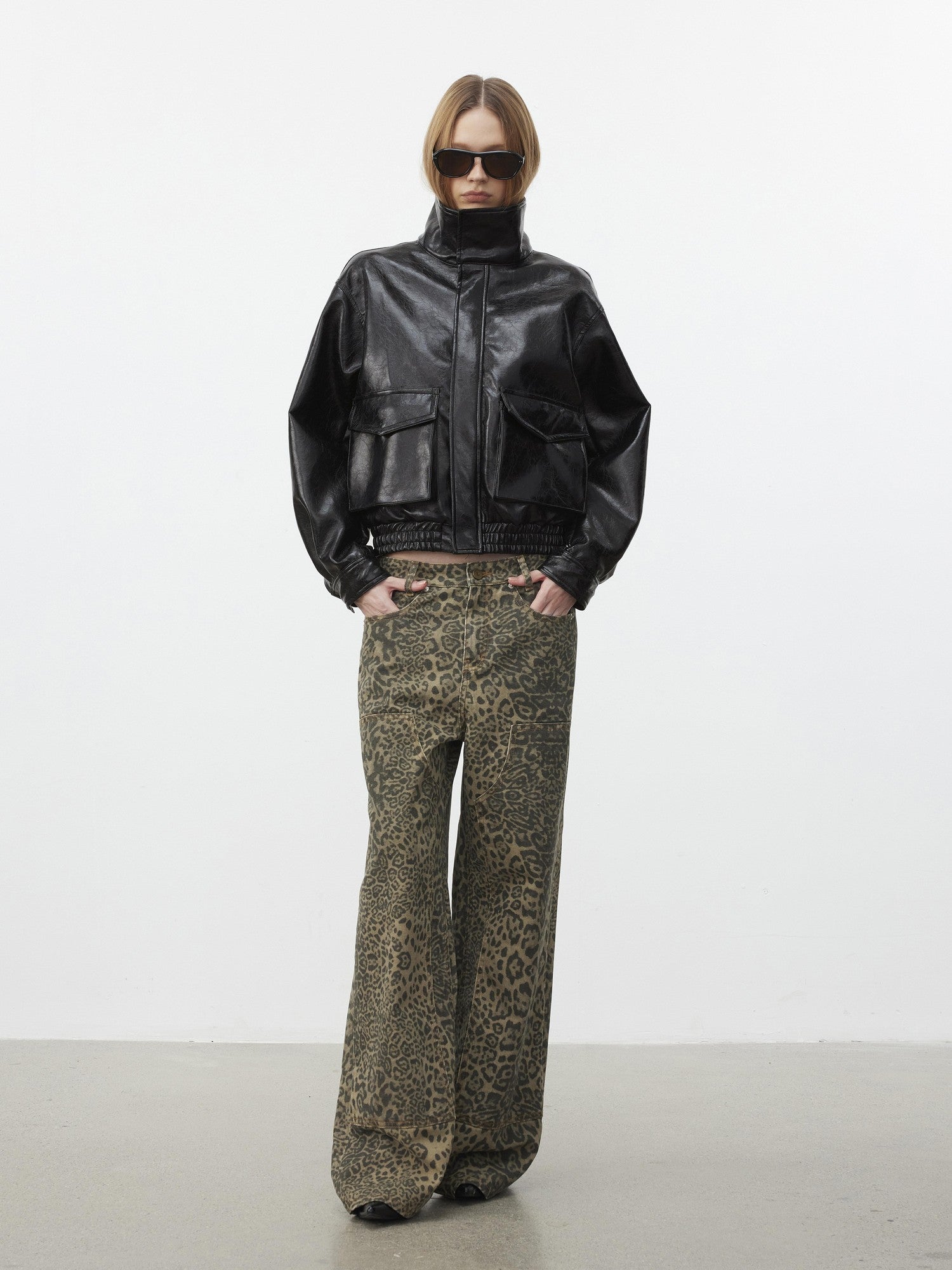 AFTADAWN Structured Crackle Texture Lapel Padded Women&
