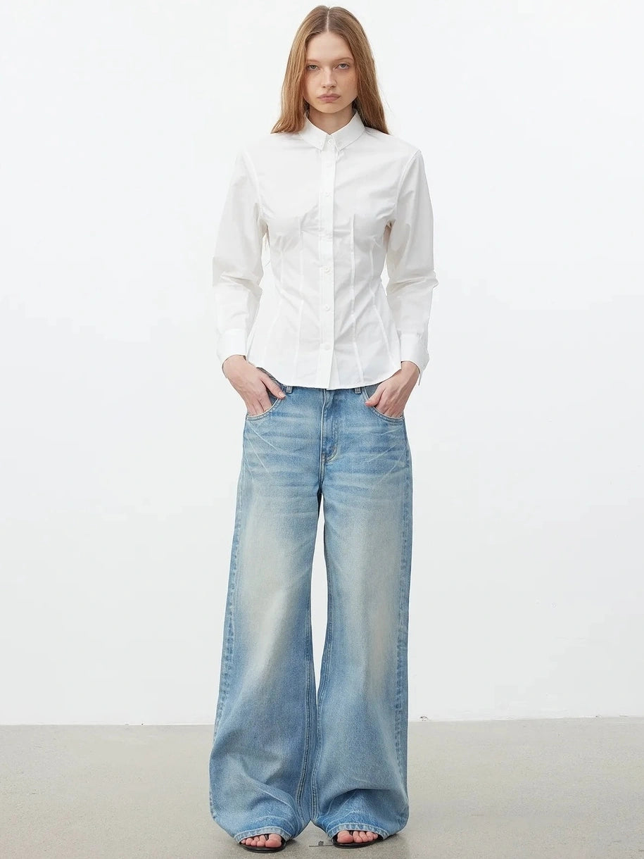 AFTADAWN Tailored A Line Horse Cotton Shirt Shirts