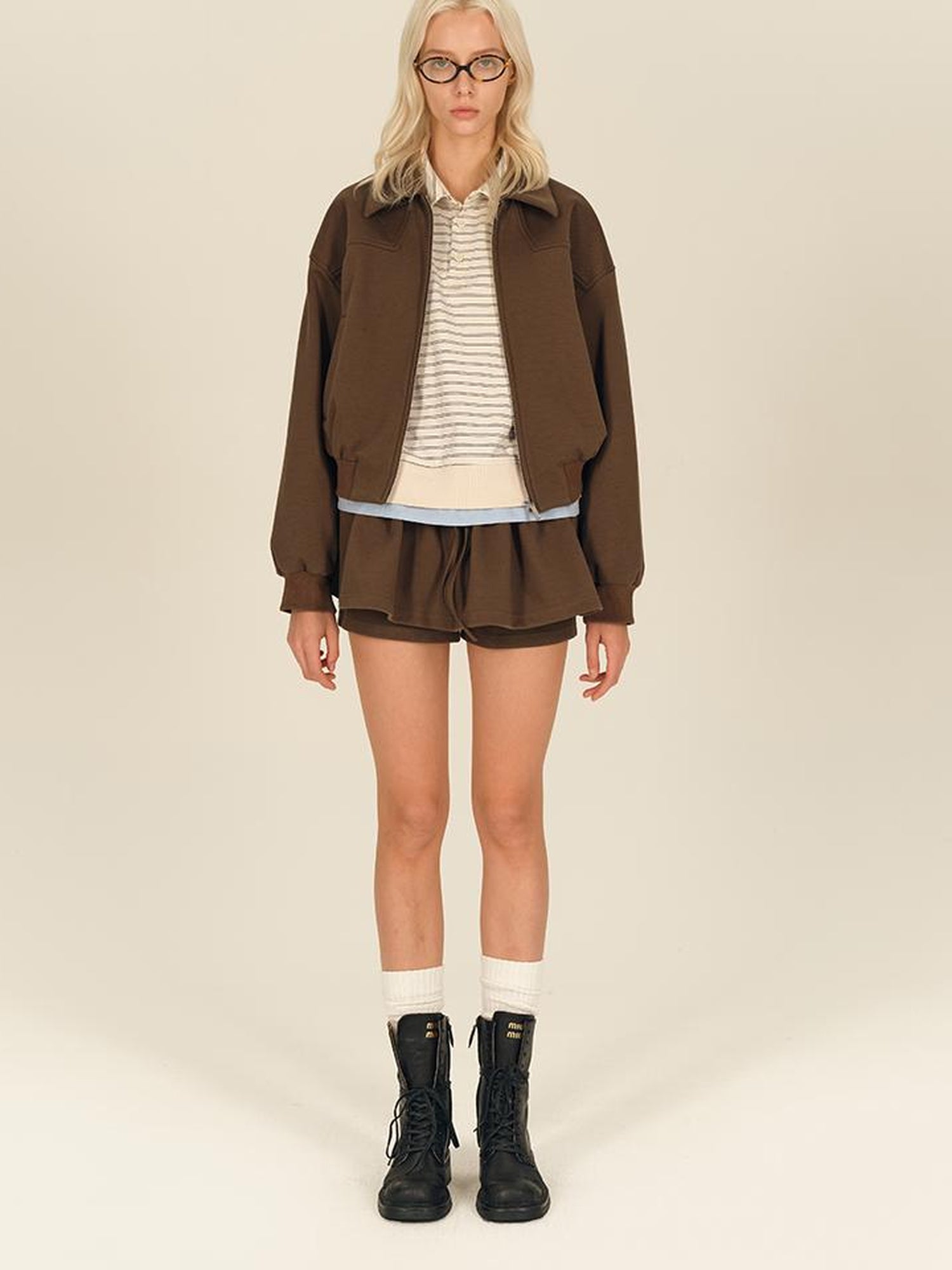 AFTADAWN Tencel Cotton Deconstructed Zipper Jacket Bloom Skirt Set