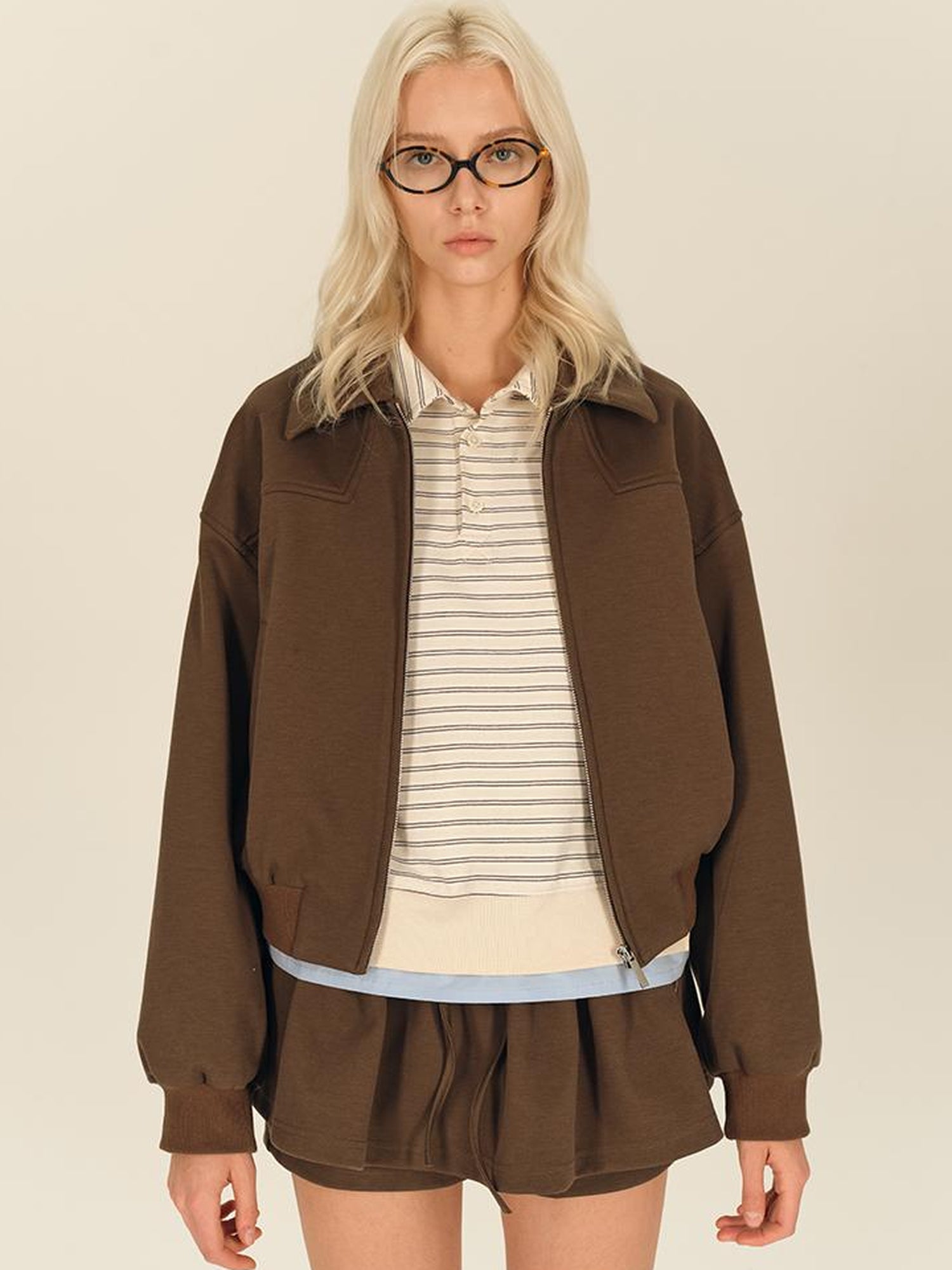 AFTADAWN Tencel Cotton Deconstructed Zipper Jacket Bloom Skirt Set