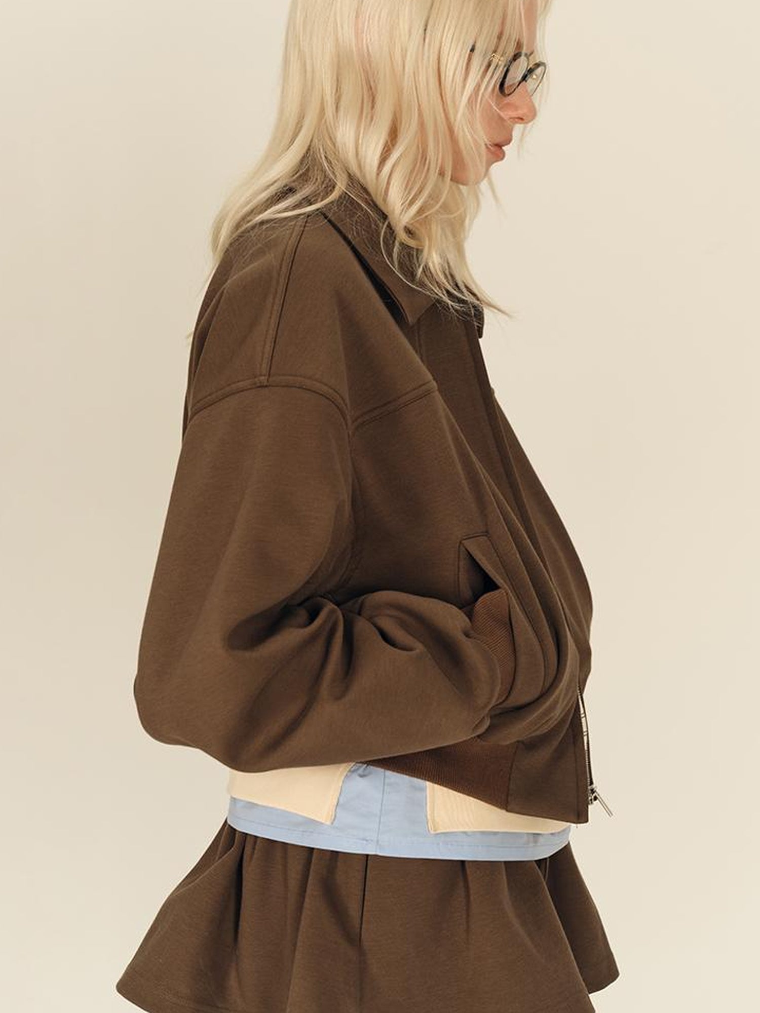 AFTADAWN Tencel Cotton Deconstructed Zipper Jacket Bloom Skirt Set