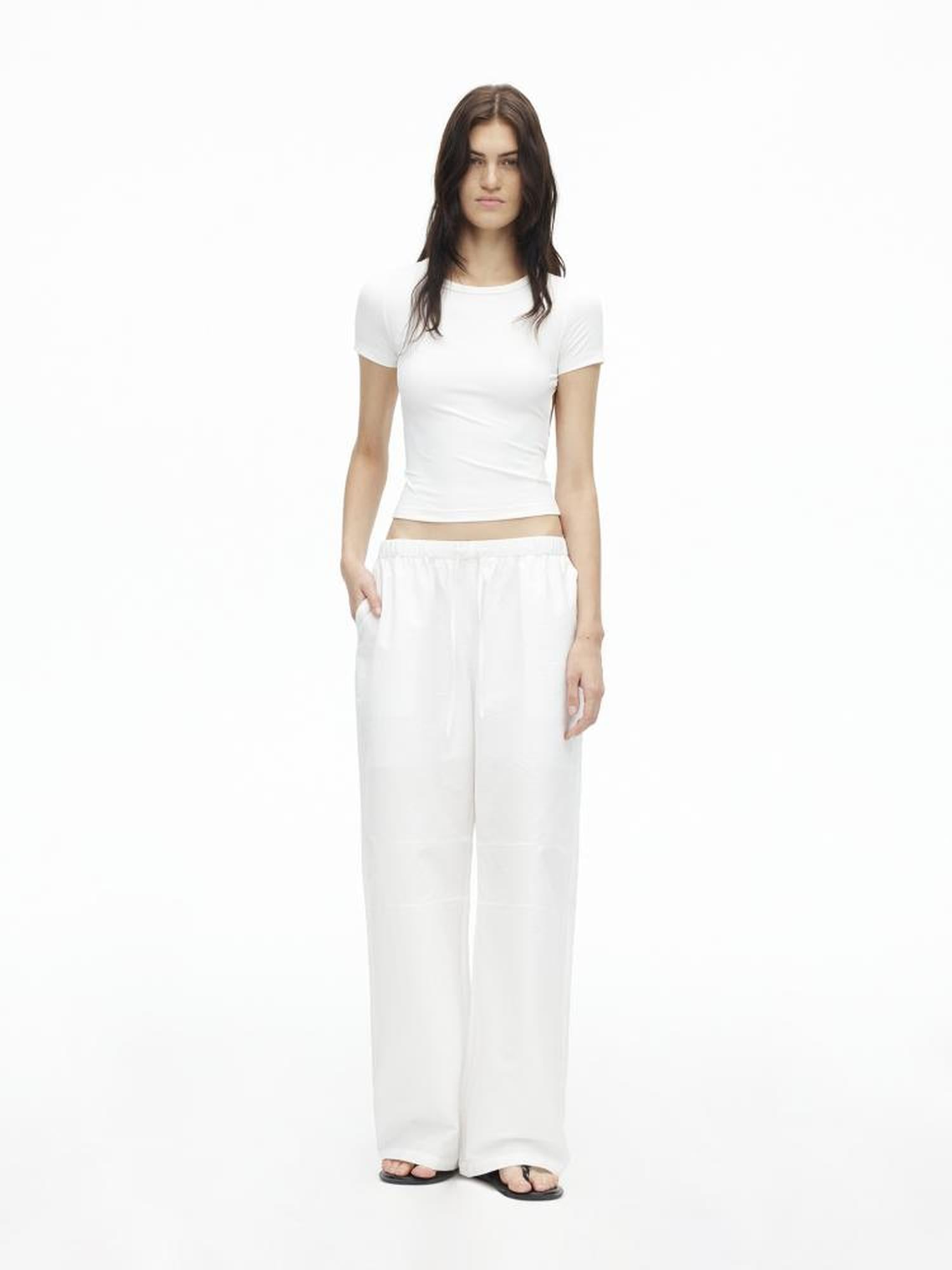 AFTADAWN Tencel Cotton Wide Leg Trousers With Pleated Detail