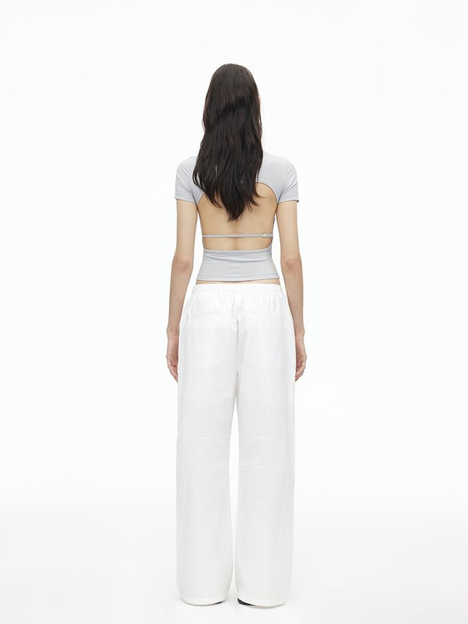 AFTADAWN Tencel Cotton Wide Leg Trousers With Pleated Detail