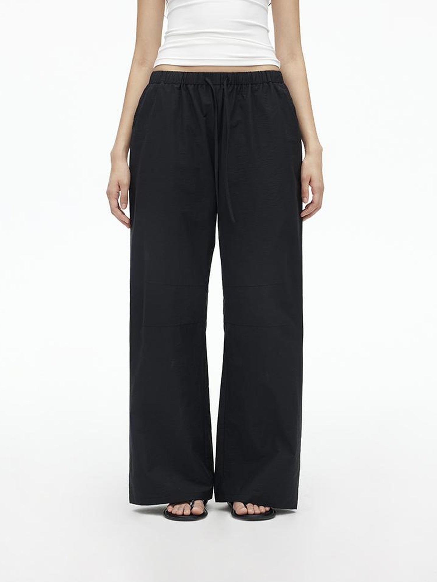 AFTADAWN Tencel Cotton Wide Leg Trousers With Pleated Detail