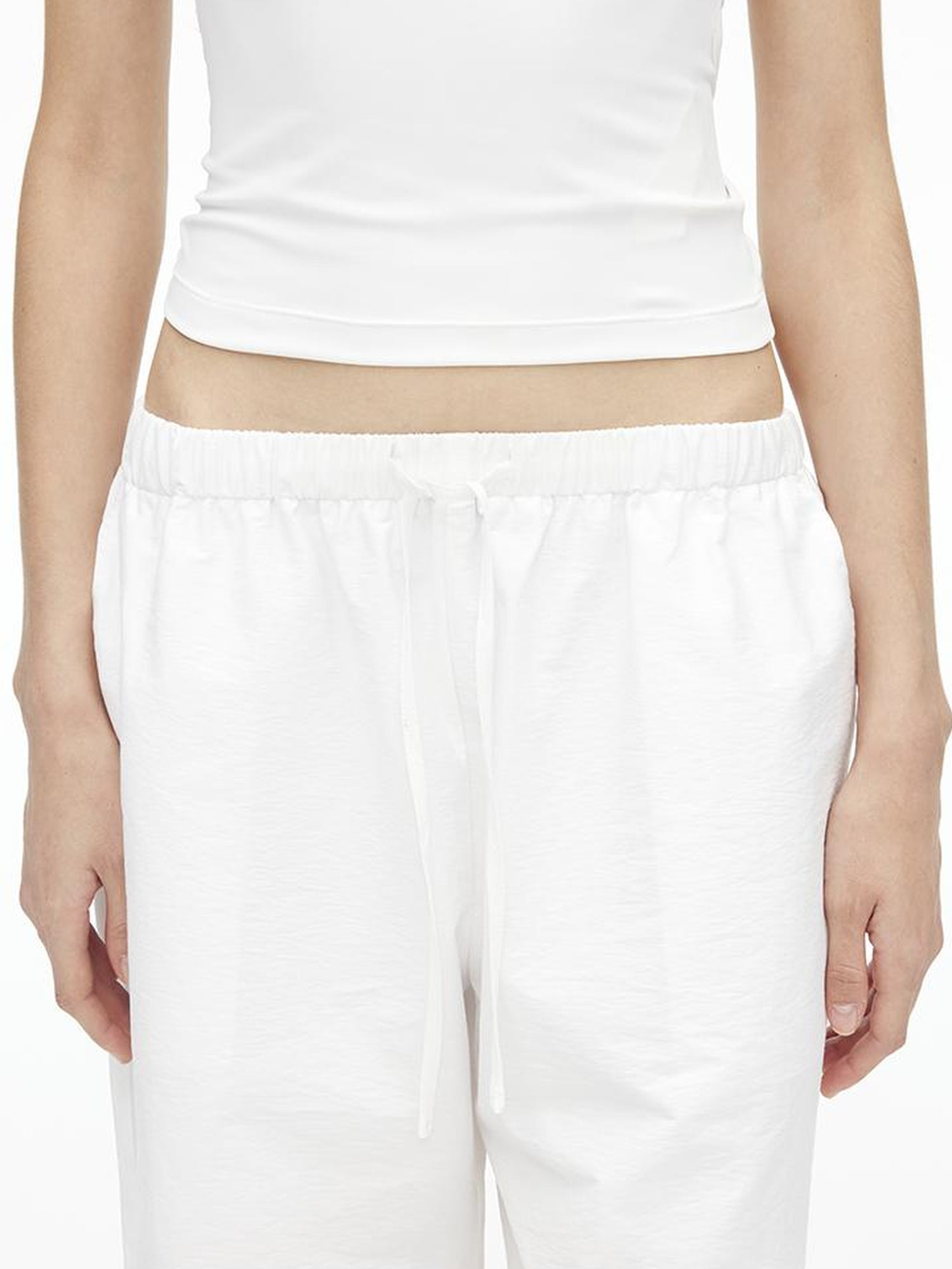 AFTADAWN Tencel Cotton Wide Leg Trousers With Pleated Detail