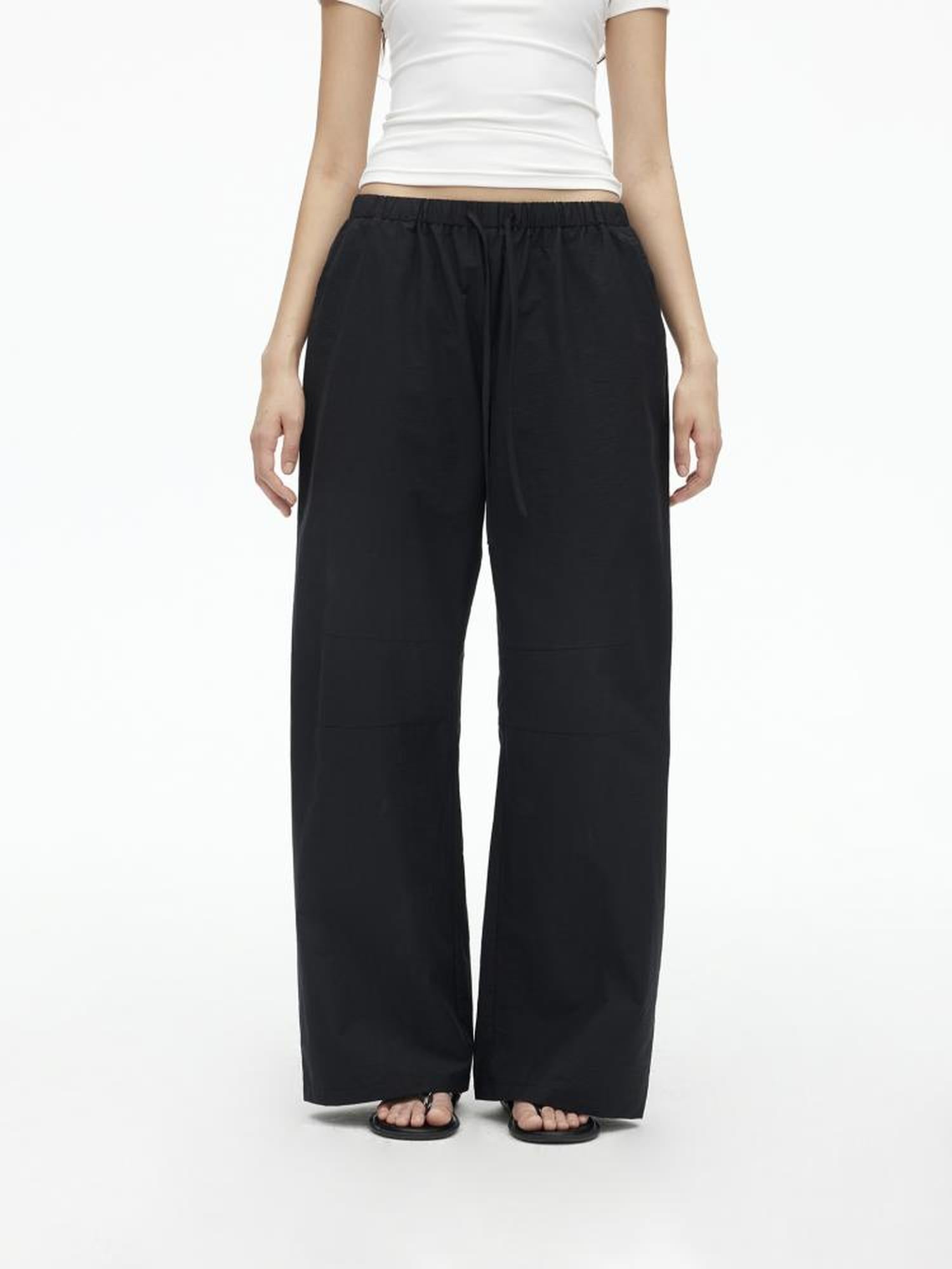 AFTADAWN Tencel Cotton Wide Leg Trousers With Pleated Detail