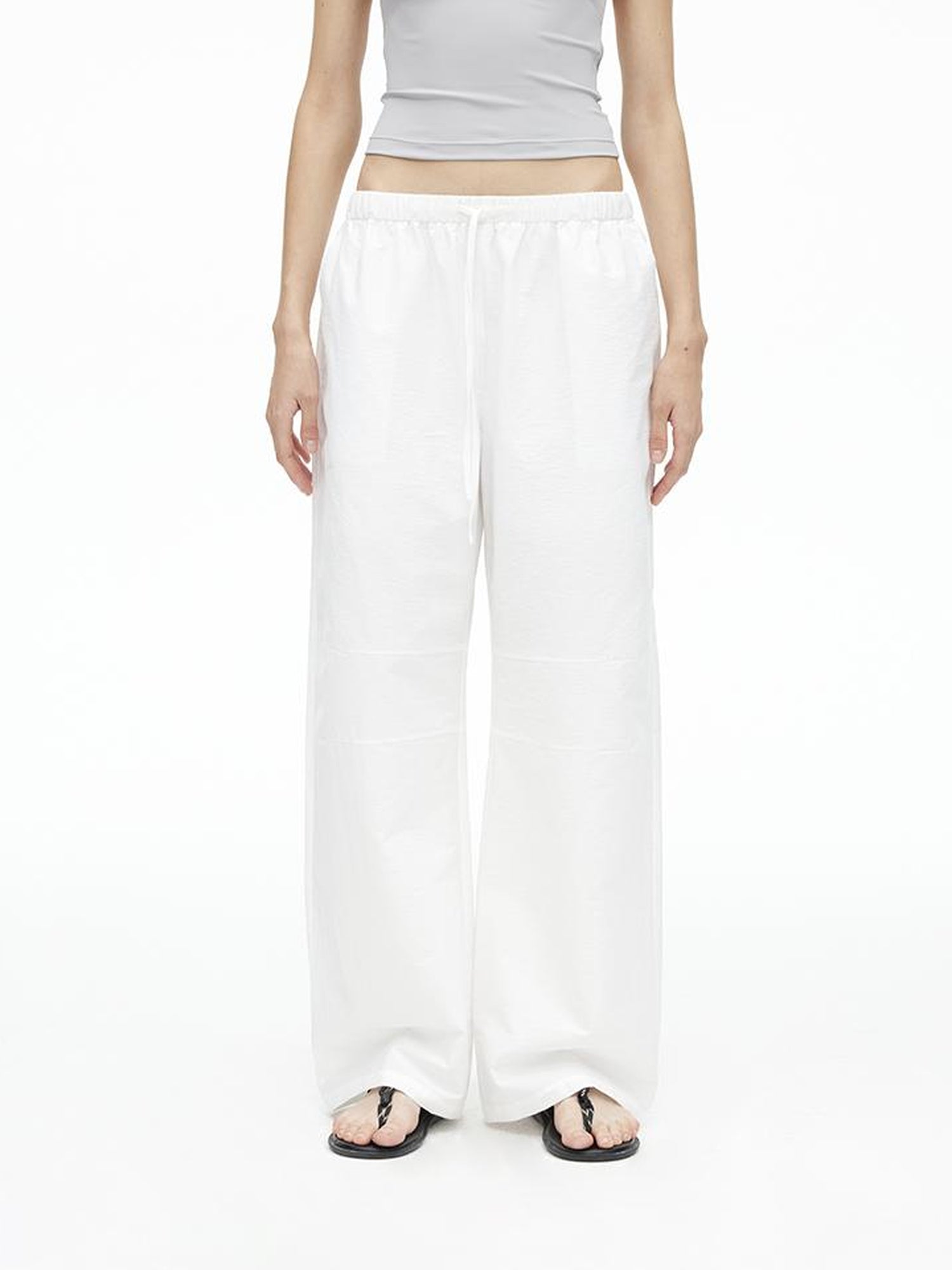 AFTADAWN Tencel Cotton Wide Leg Trousers With Pleated Detail