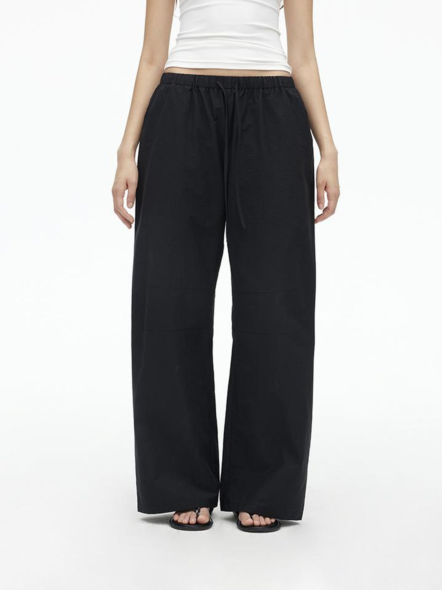 AFTADAWN Tencel Cotton Wide Leg Trousers With Pleated Detail