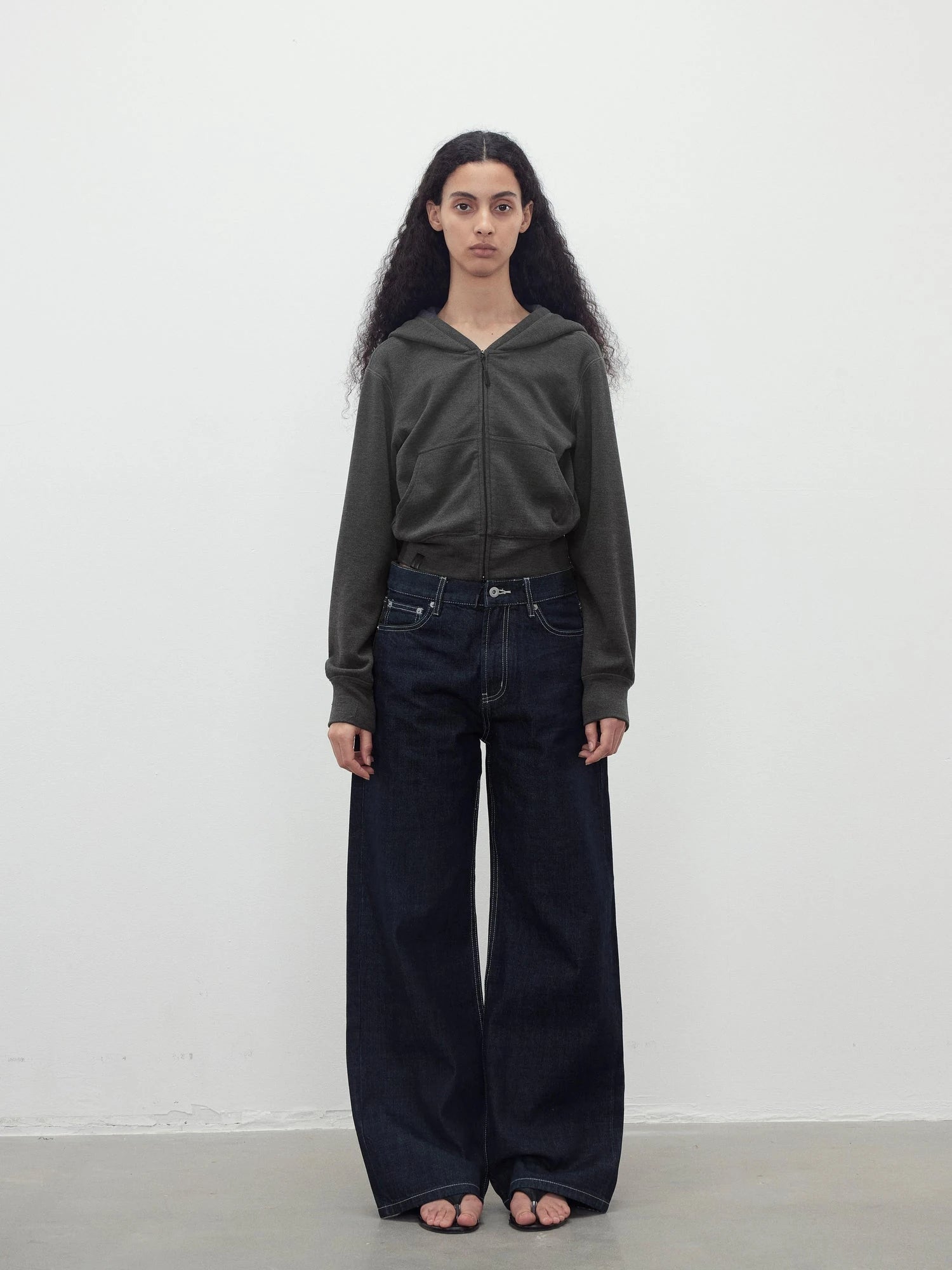 Tencel Wool Blend Airy Hooded Zip Up Sweatshirt Jacket