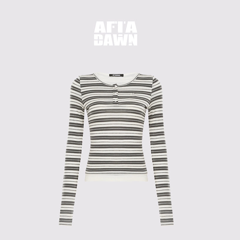 AFTADAWN_Tencel_Wool_Henley_Stripe_Long_Sleeve_Top_Brown_Grey_MISSTT