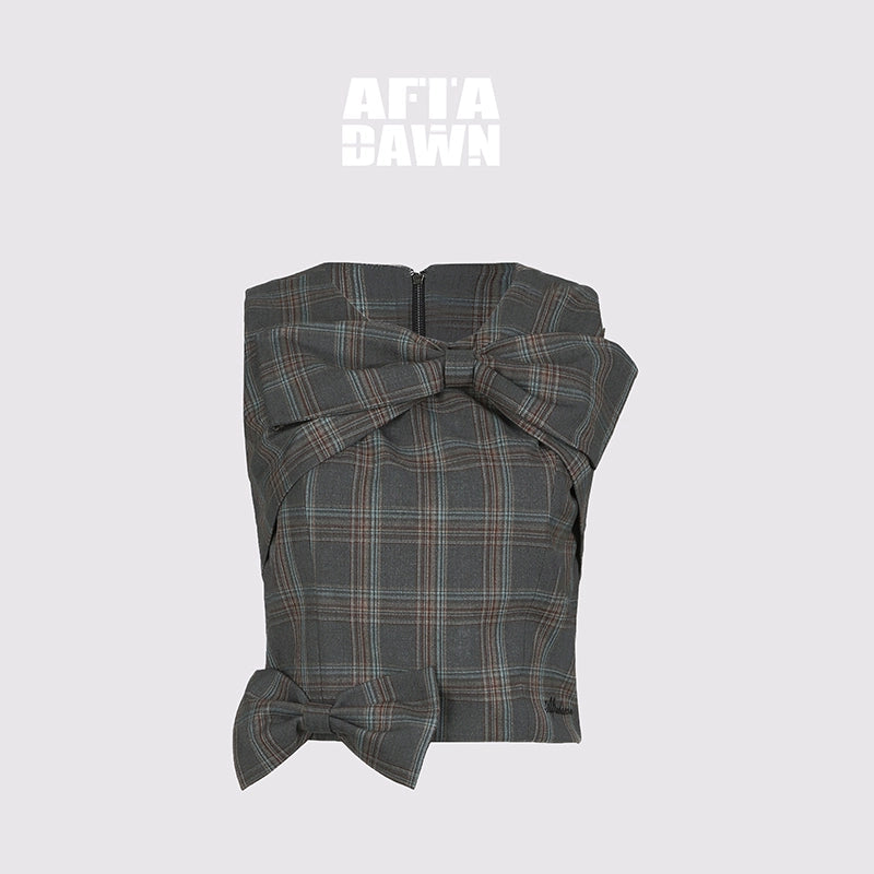 AFTADAWN_Textured_Bow_Checkered_Bustier_Top_And_Bud_Mini_Skirt_Set_MISSTT