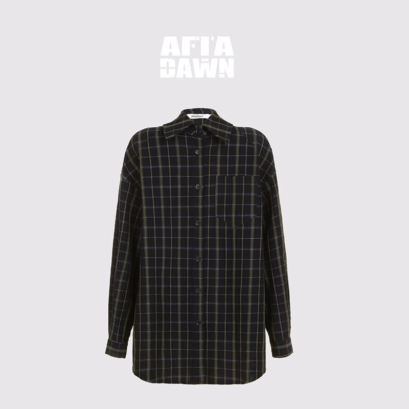 AFTADAWN_Textured_Check_Long_Sleeve_Shirt_With_Spread_Collar_And_Relaxed_Fit_MISSTT