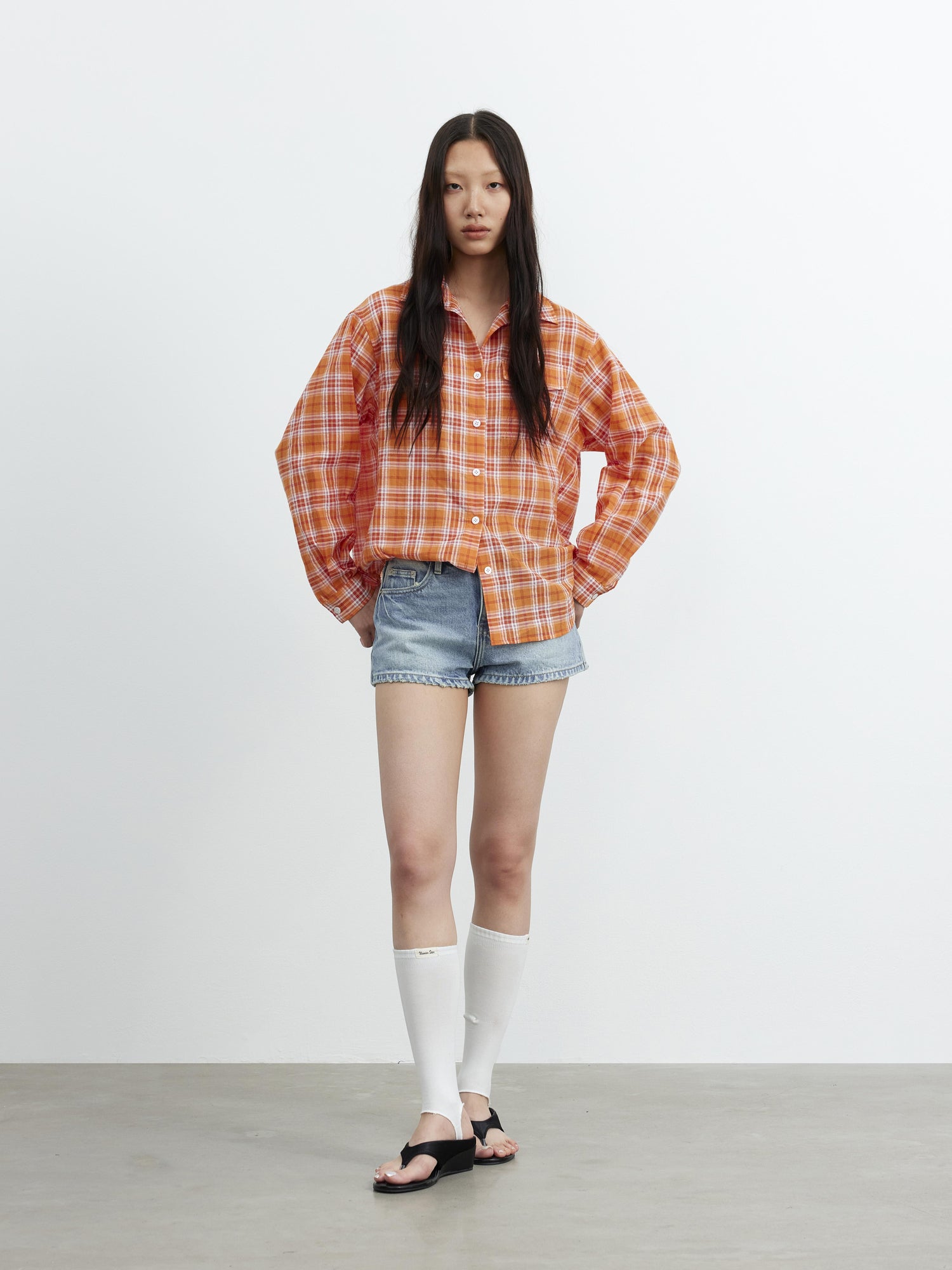 AFTADAWN Textured Contrast Plaid High Count Cotton Polo Shirt