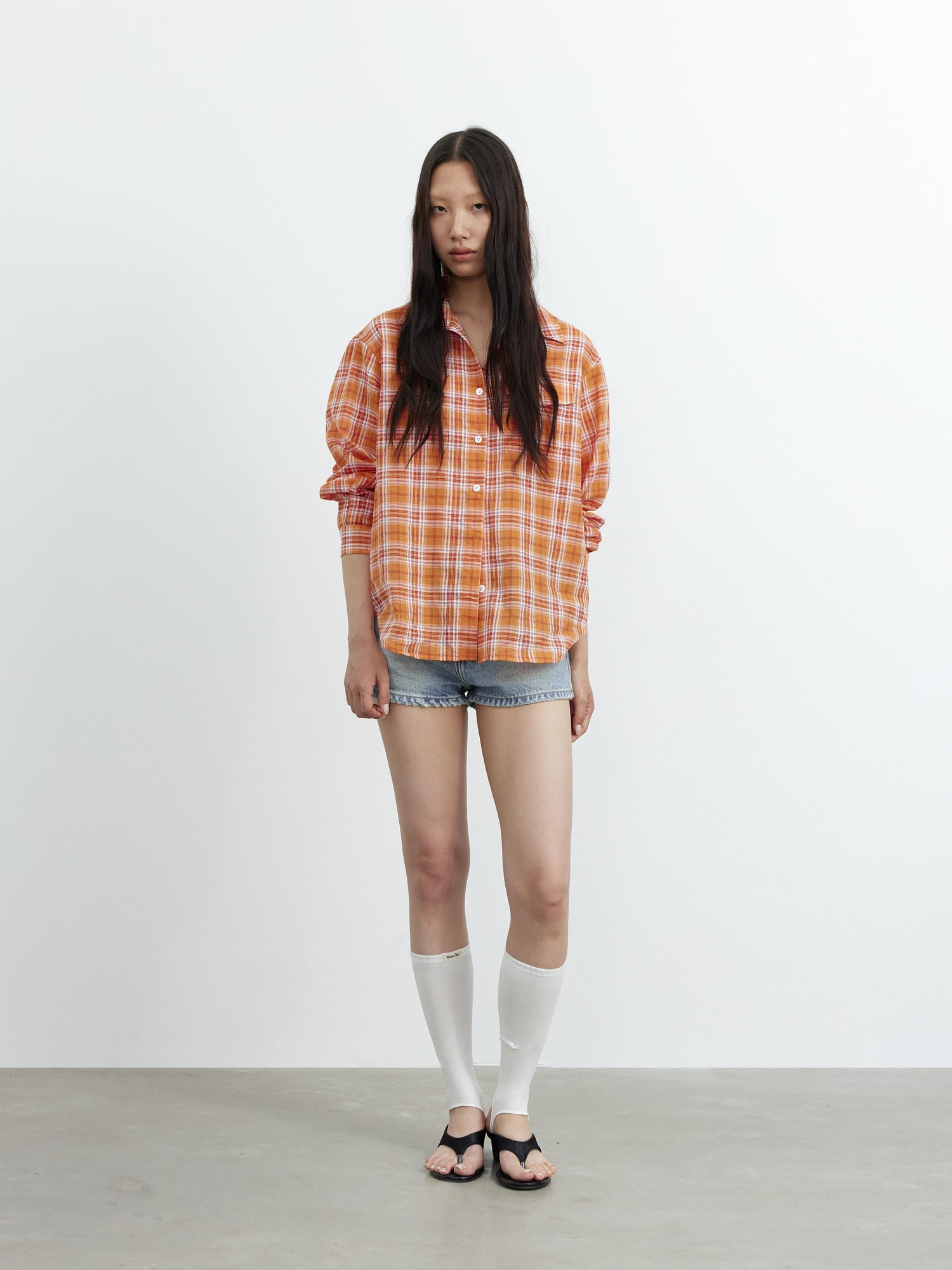 AFTADAWN Textured Contrast Plaid High Count Cotton Polo Shirt