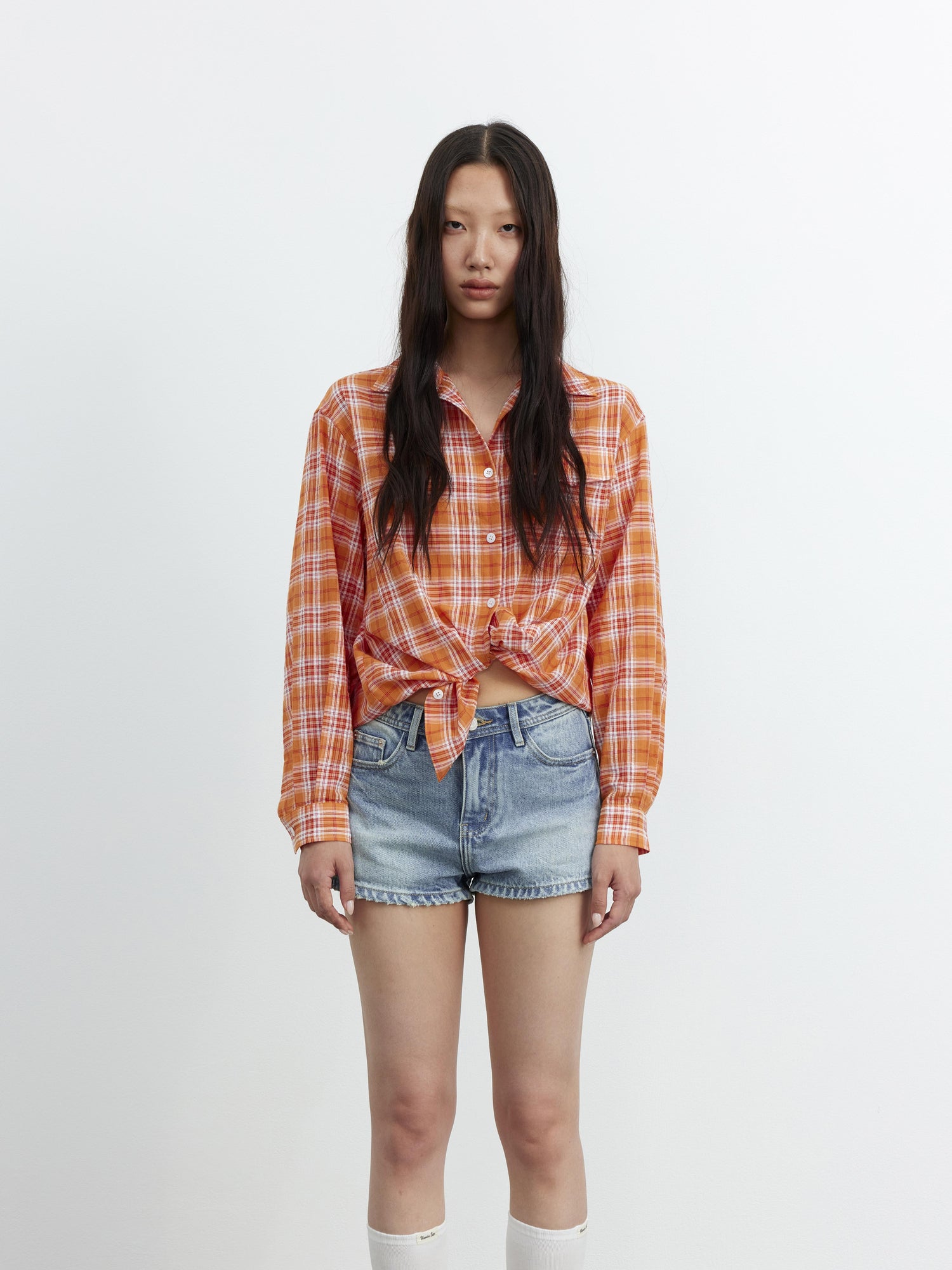 AFTADAWN Textured Contrast Plaid High Count Cotton Polo Shirt