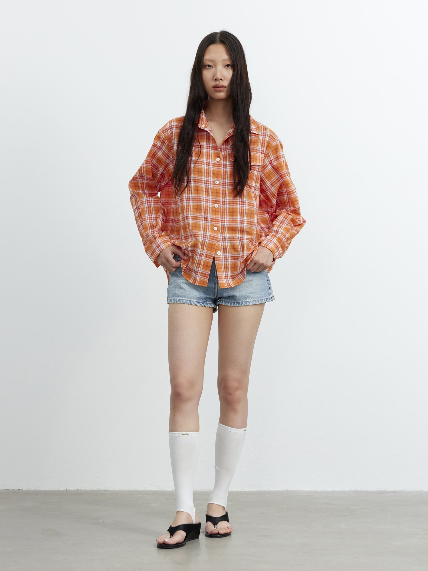 AFTADAWN Textured Contrast Plaid High Count Cotton Polo Shirt