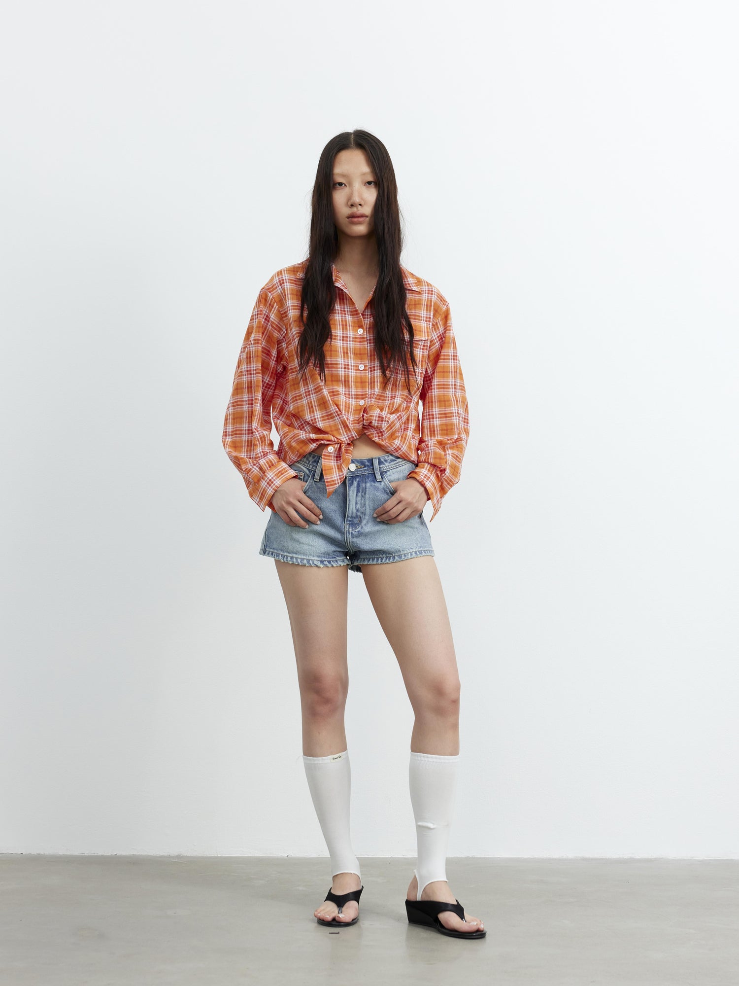 AFTADAWN Textured Contrast Plaid High Count Cotton Polo Shirt