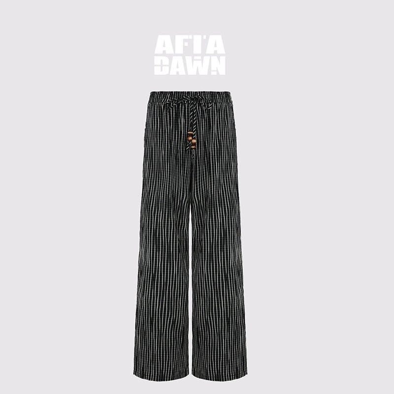AFTADAWN_Textured_Grid_Cotton_Tapered_Pants_With_Beaded_Drawstring_MISSTT