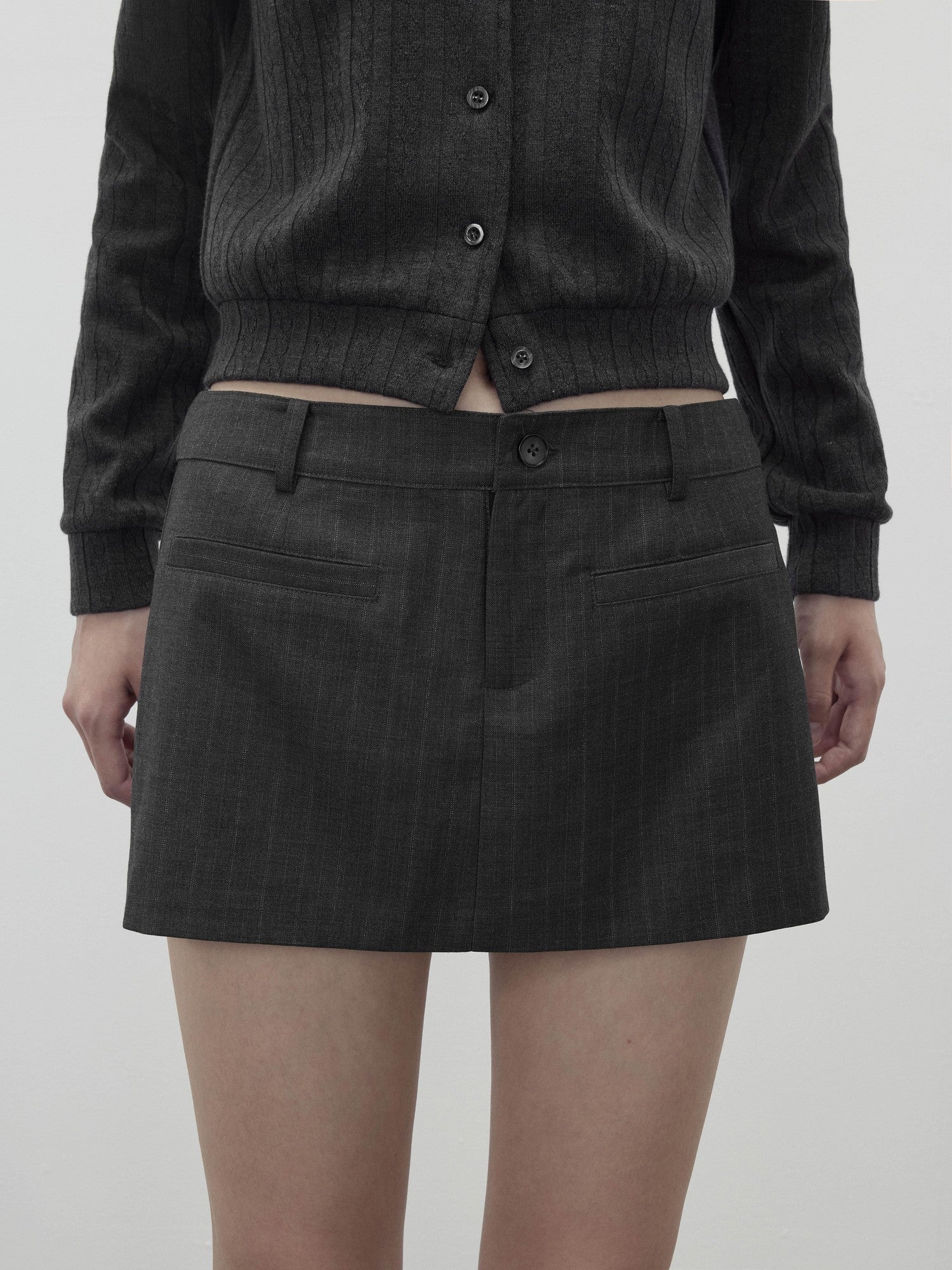 AFTADAWN Textured Removable Polo Collar Single Row Buttons Women&
