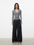 AFTADAWN Textured Side Pleat Embroidered Trousers Pants