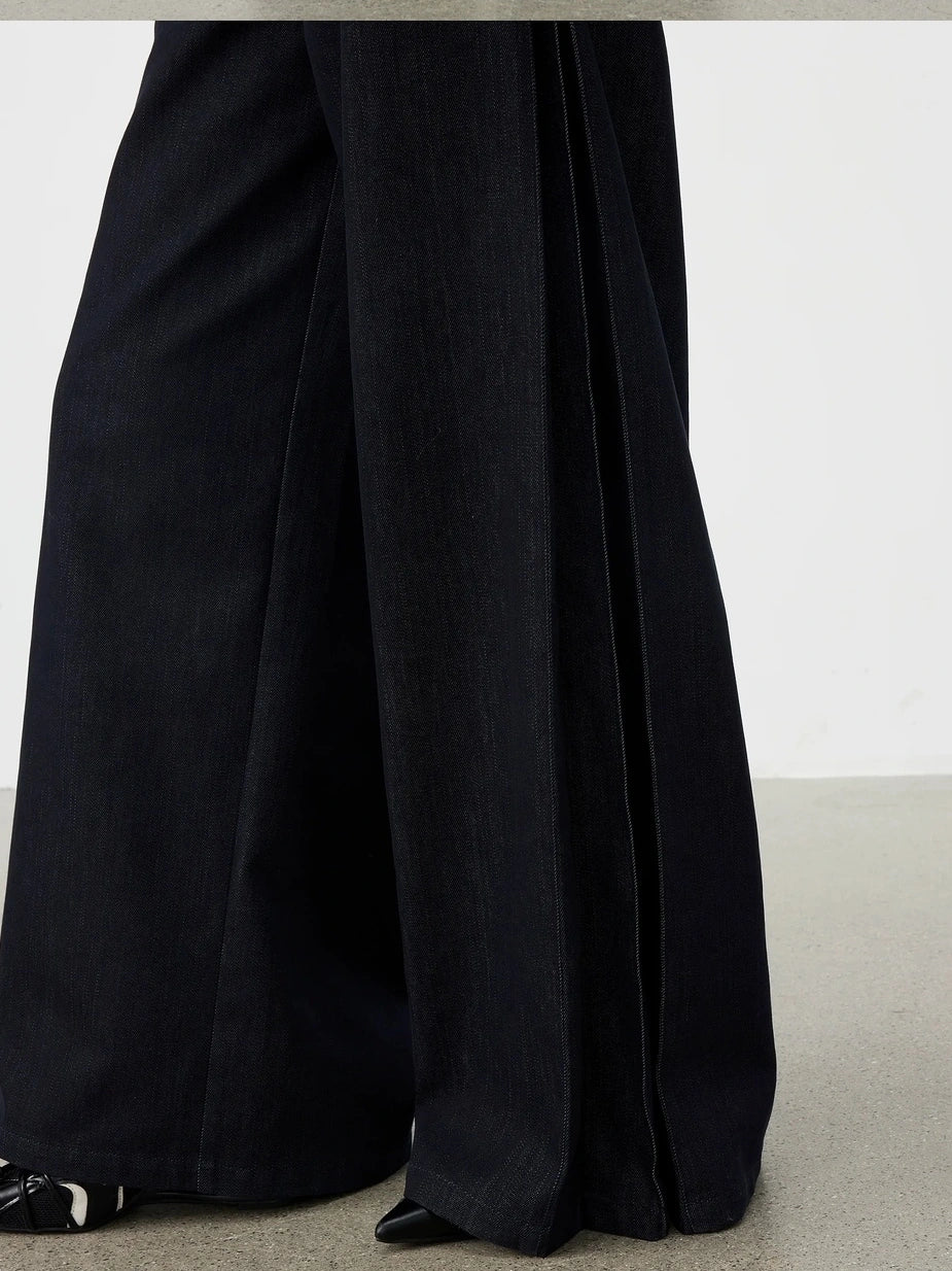 AFTADAWN Textured Side Pleat Embroidered Trousers Pants