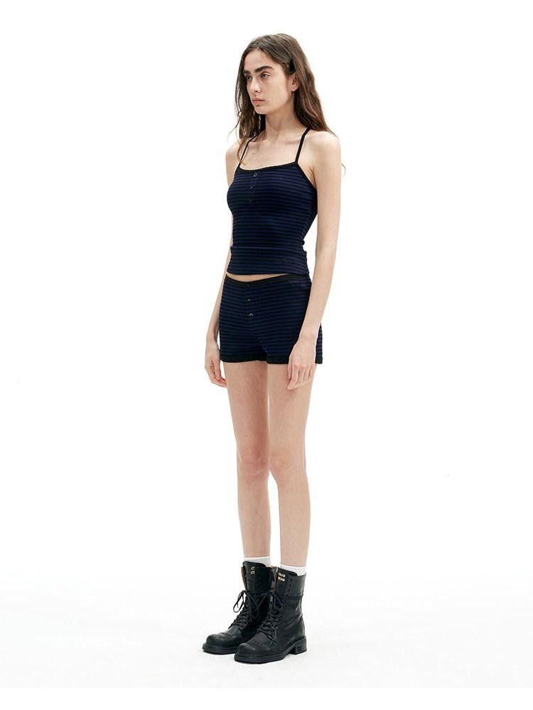 AFTADAWN Textured Striped Backless Racerback Women&