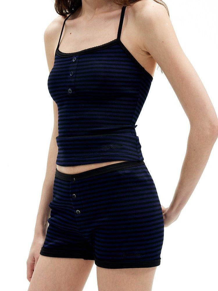 AFTADAWN Textured Striped Backless Racerback Women&