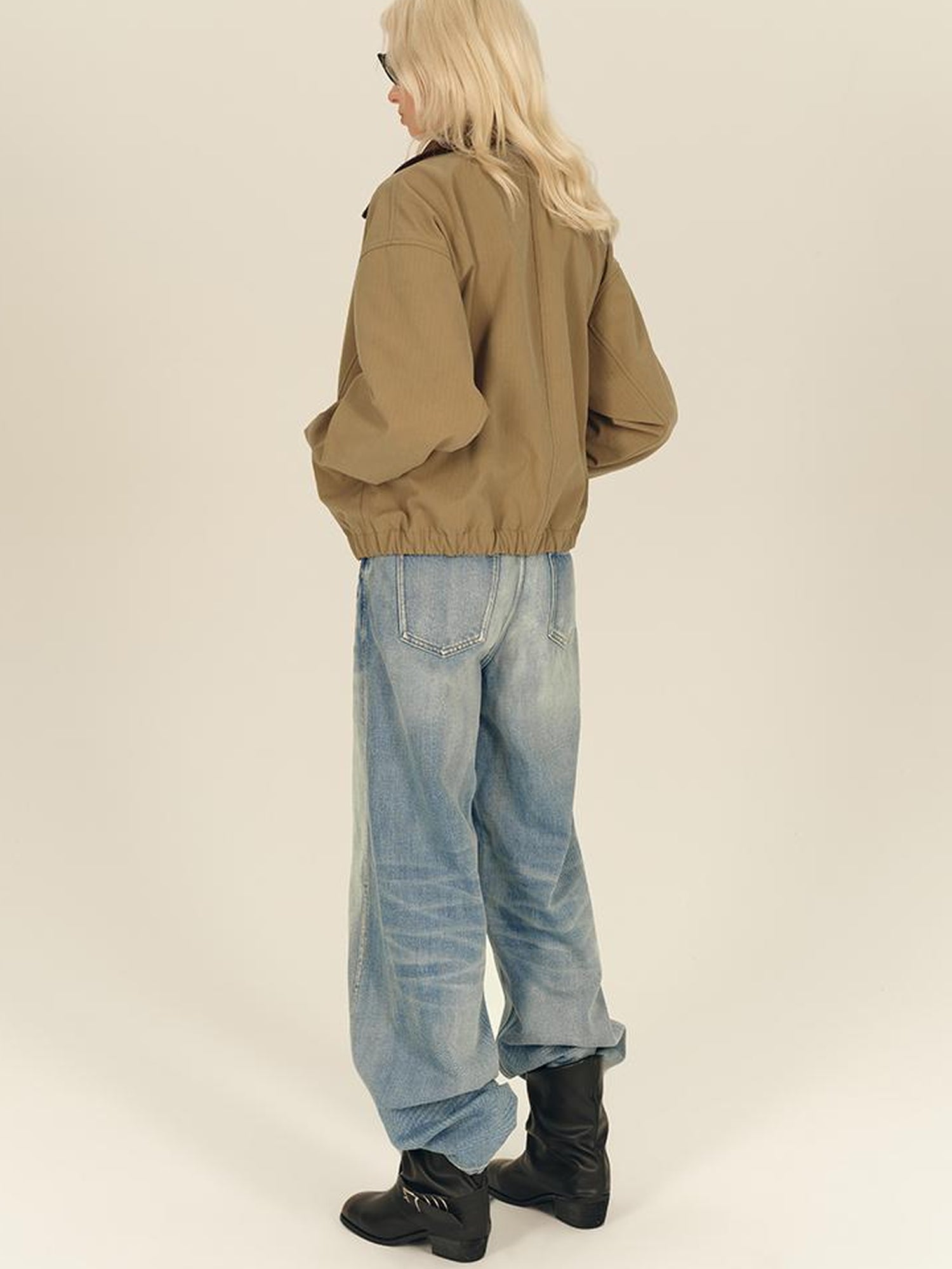 AFTADAWN Textured Twist Collar Zip Jacket