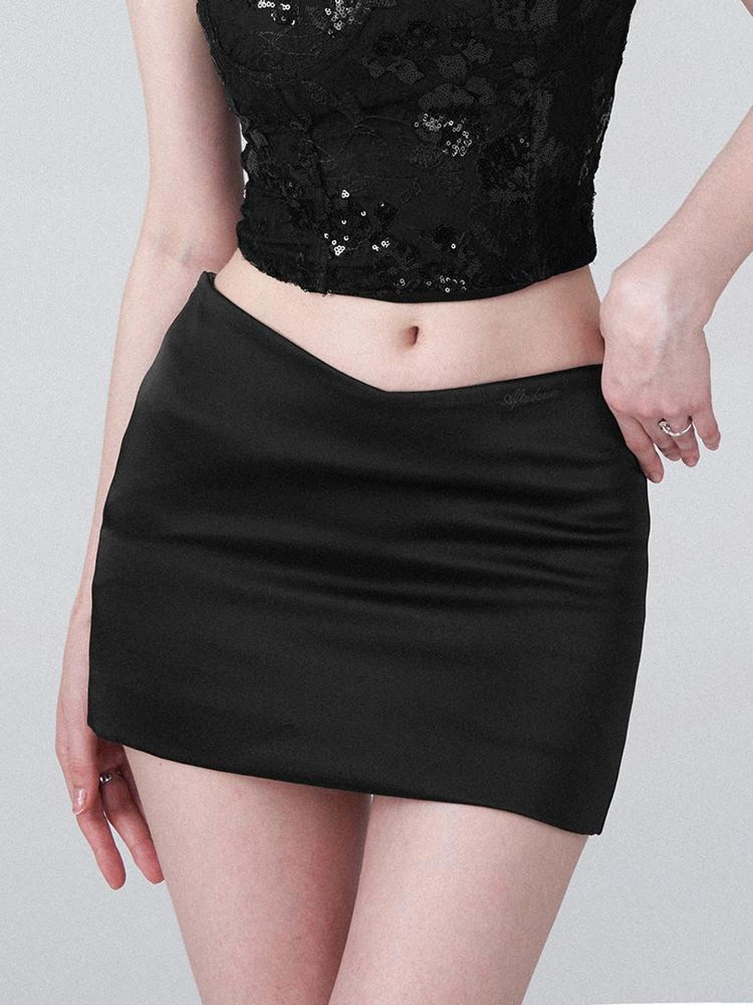 AFTADAWN Textured V Waist Flared Midi Skirt