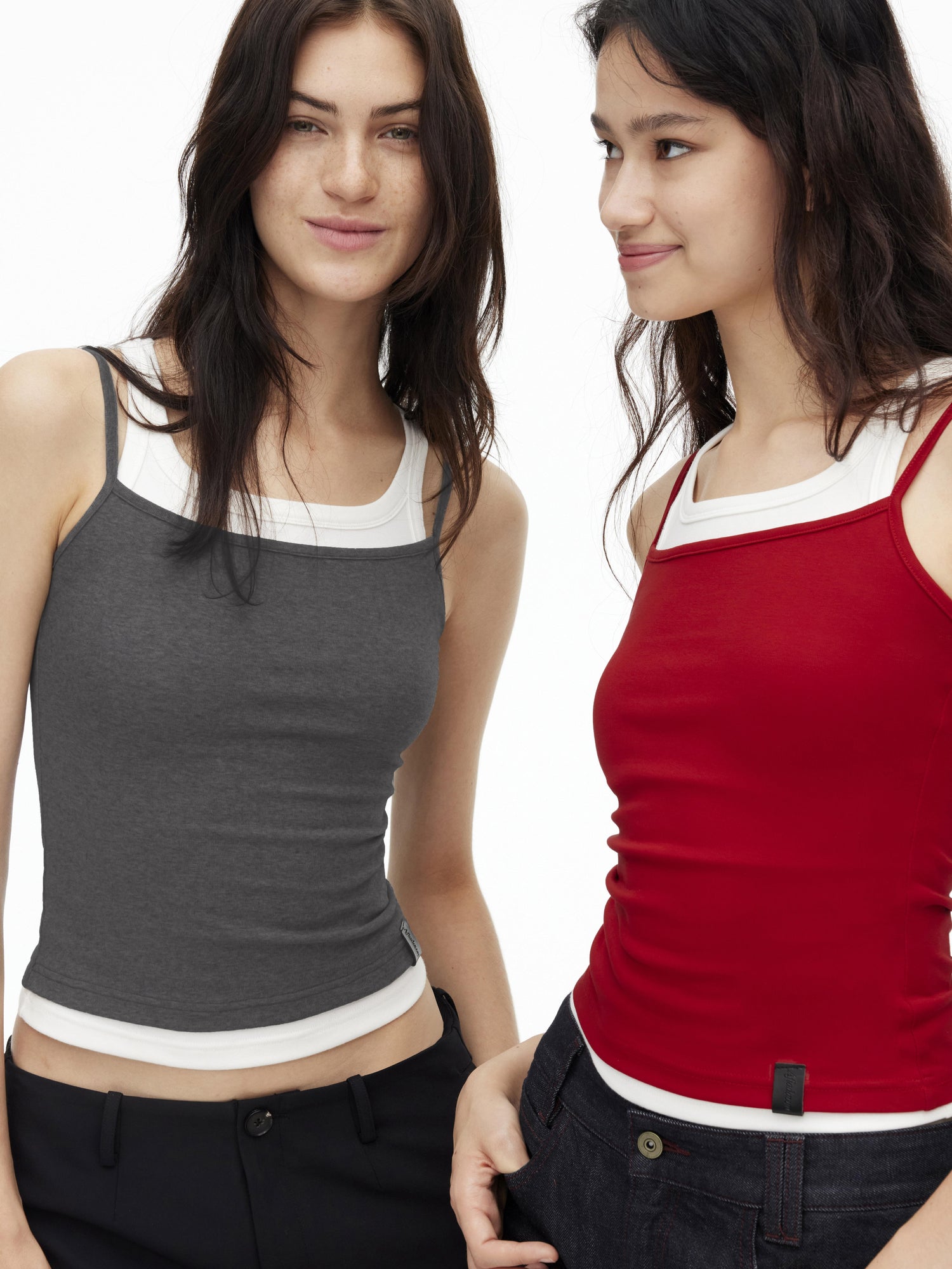 AFTADAWN Three Tone Combed Cotton Contrast Layered Slim Fit Cami Top