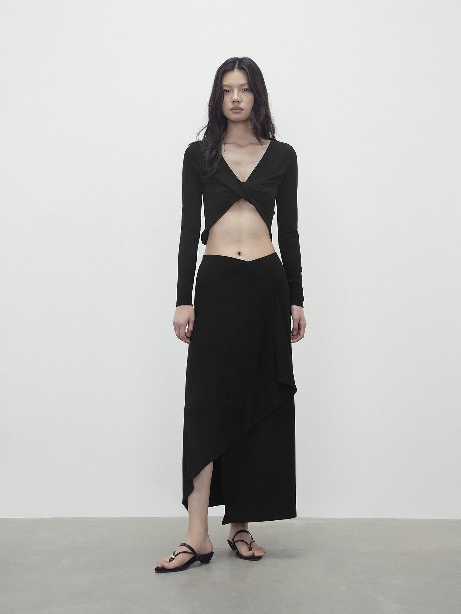 AFTADAWN Twist Knot Cross V-neck Asymmetric Women&