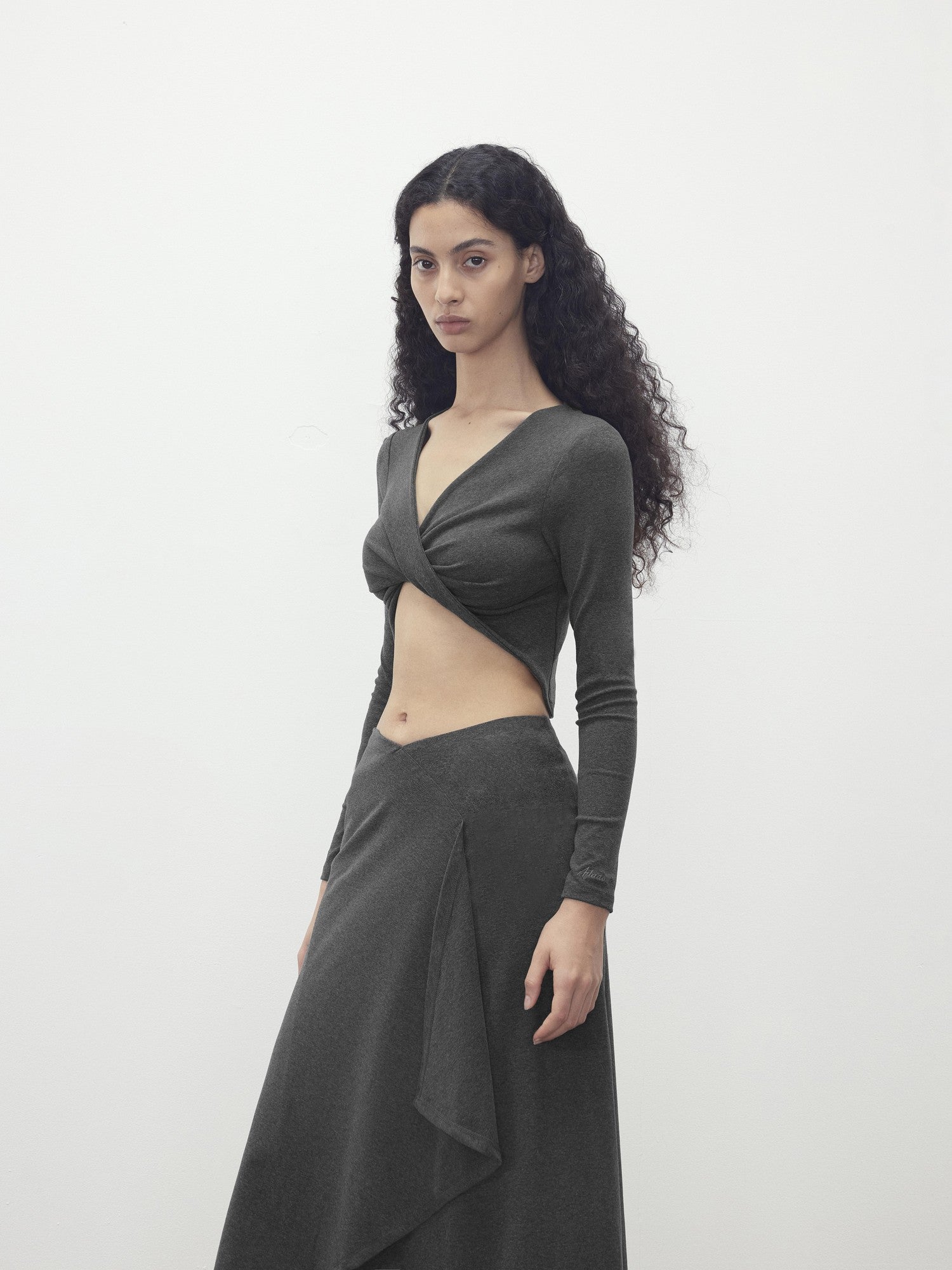 AFTADAWN Twist Knot Cross V-neck Asymmetric Women&