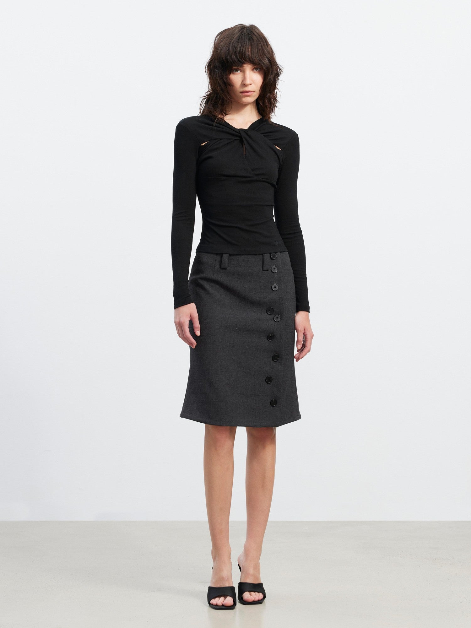 AFTADAWN Twist Knot Pleated Cutout Slim Fit Women&