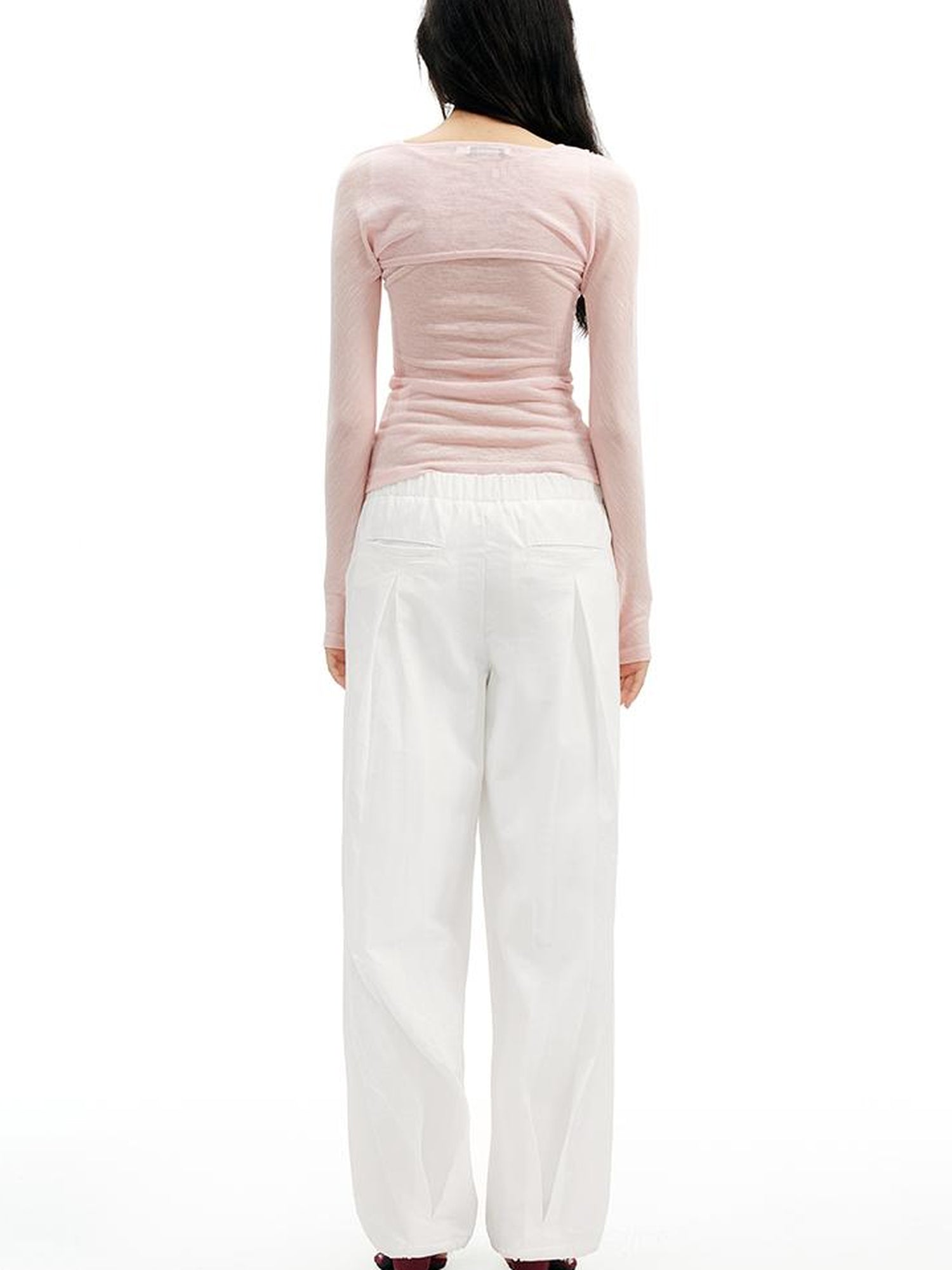 AFTADAWN Two In One Lyocell Beaded Placket Sheer Sleeveless Top