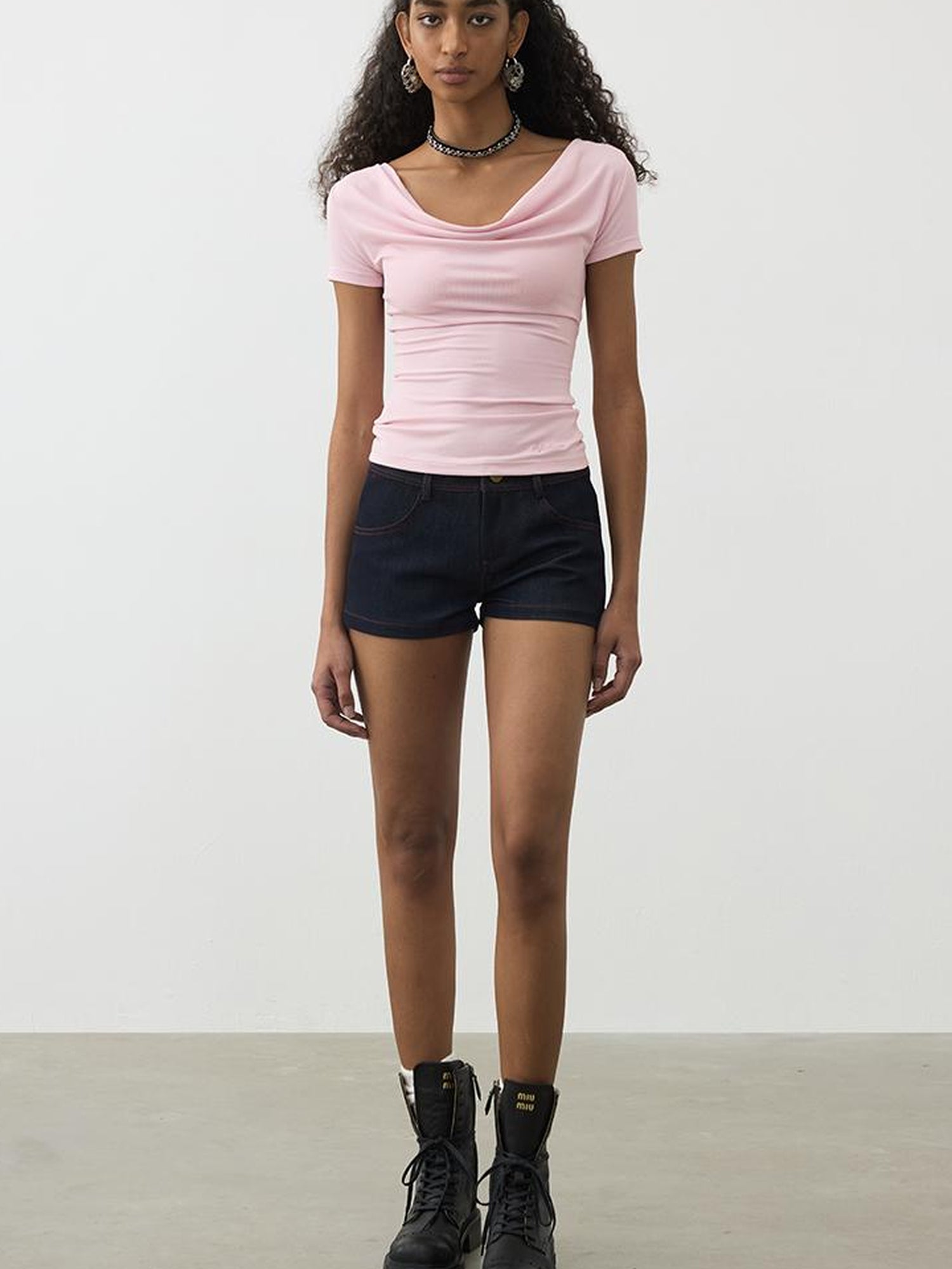 AFTADAWN Two In One Modal Tencel Layered Neck Slim Tee