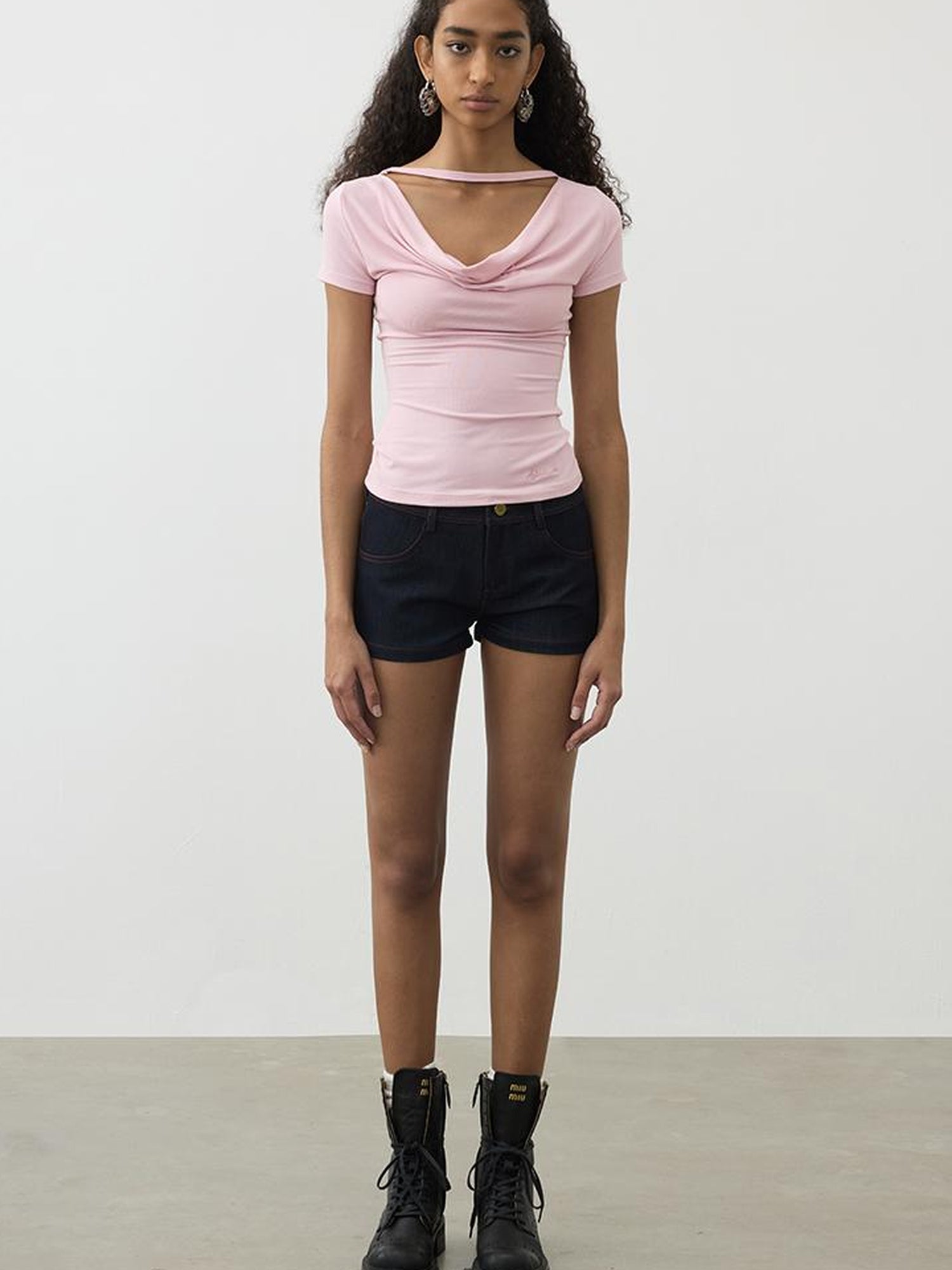 AFTADAWN Two In One Modal Tencel Layered Neck Slim Tee
