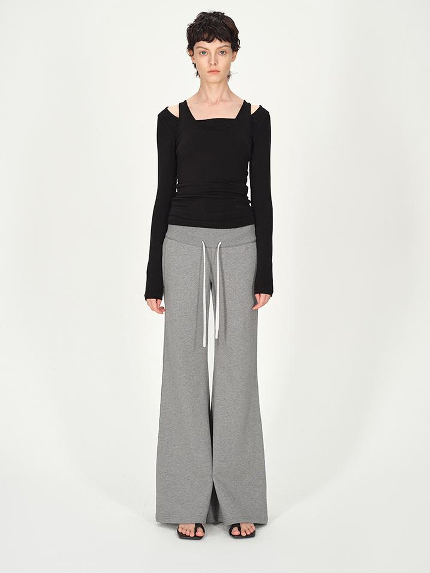 AFTADAWN Two Piece Layered Sleeveless Vest Long Sleeve Top