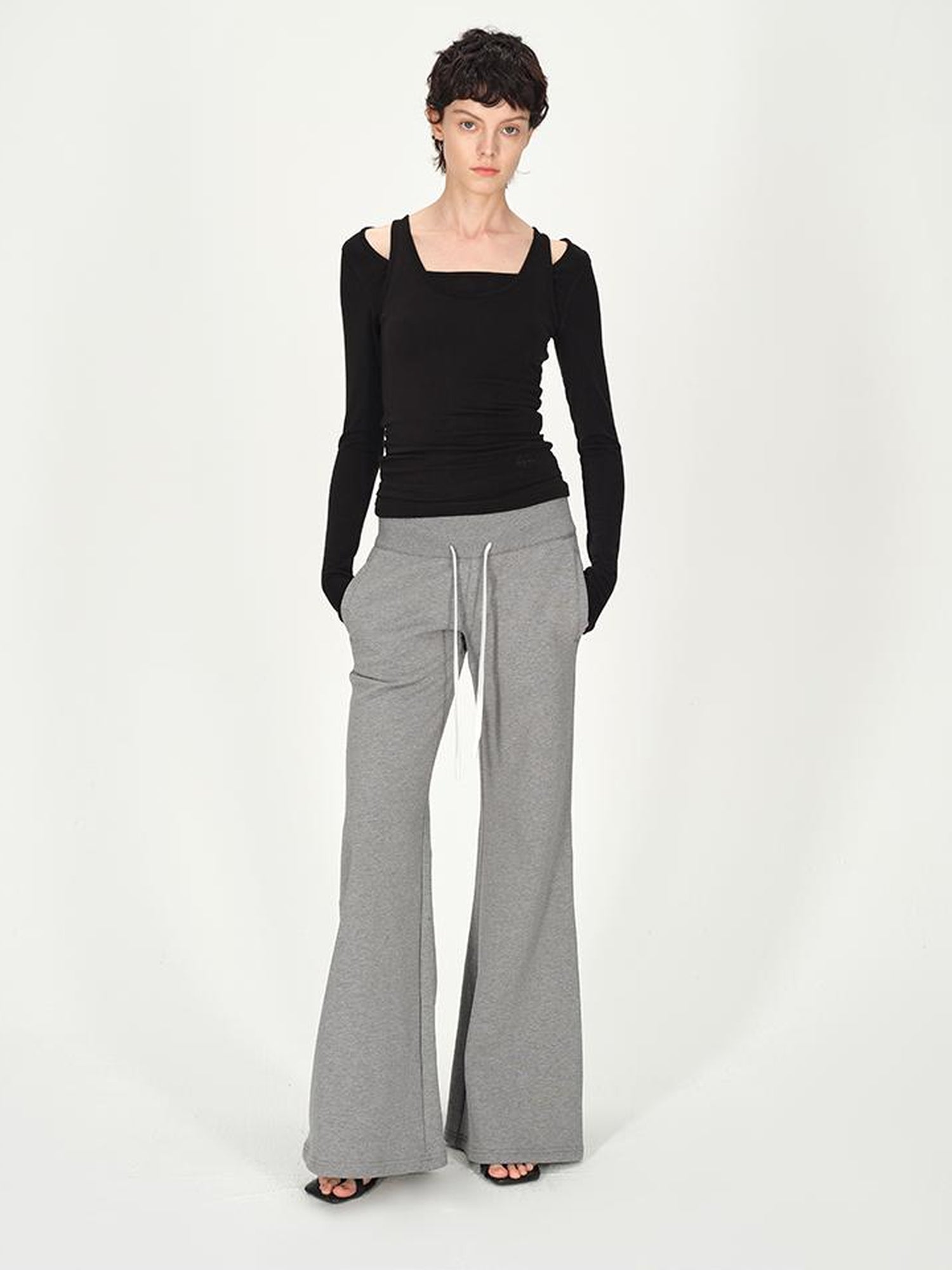 AFTADAWN Two Piece Layered Sleeveless Vest Long Sleeve Top