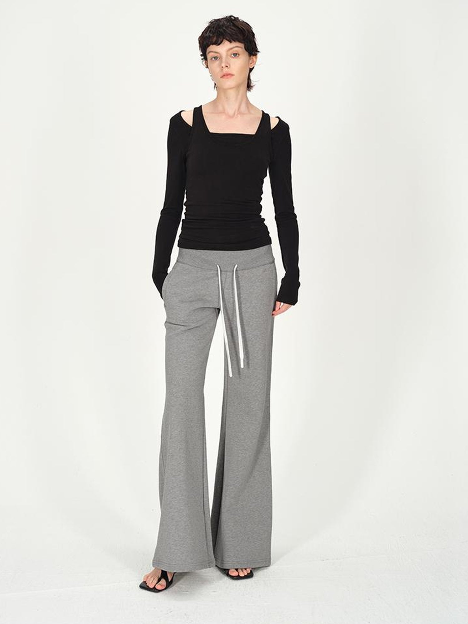 AFTADAWN Two Piece Layered Sleeveless Vest Long Sleeve Top