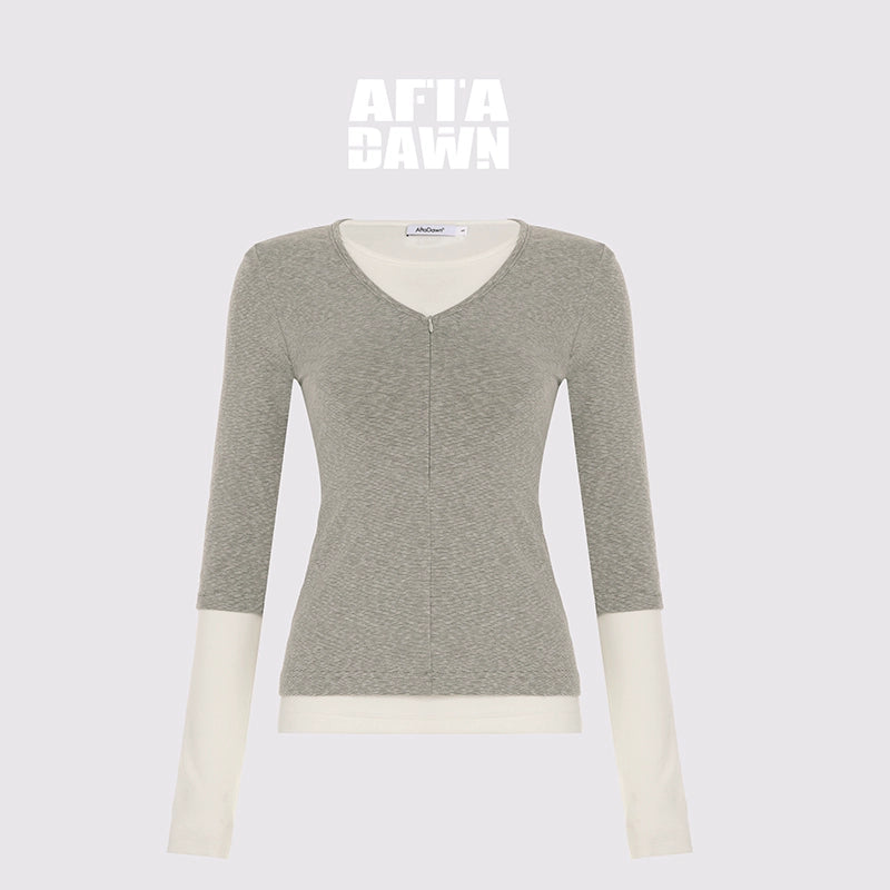 AFTADAWN_Two_Piece_Layered_V-neck_Zip_Front_Tee_MISSTT