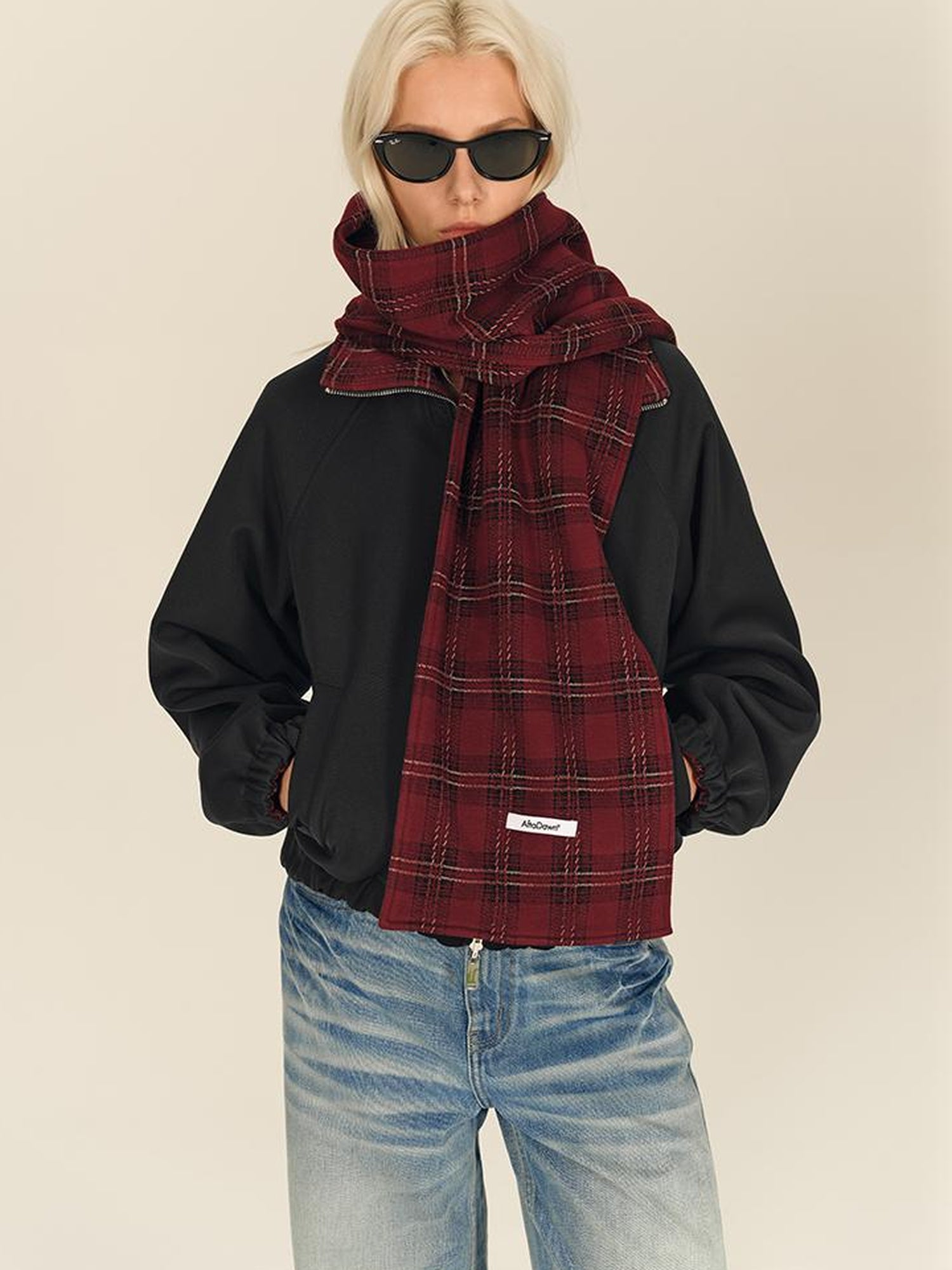 AFTADAWN Two Sided Red Plaid Oversized Reversible Jacket