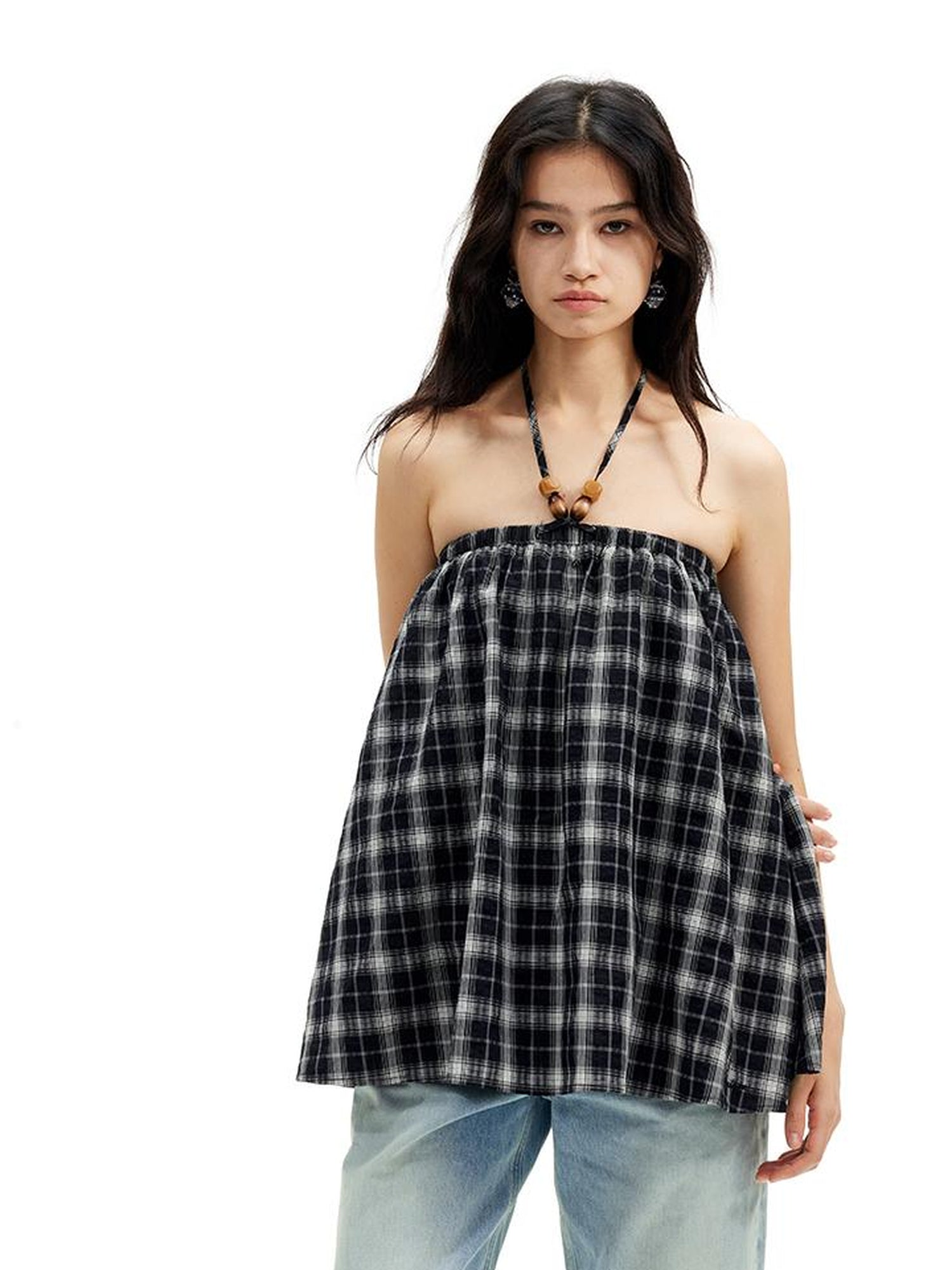 AFTADAWN Two Way Adjustable Strapless Tube Top with Beaded A Line Skirt Set