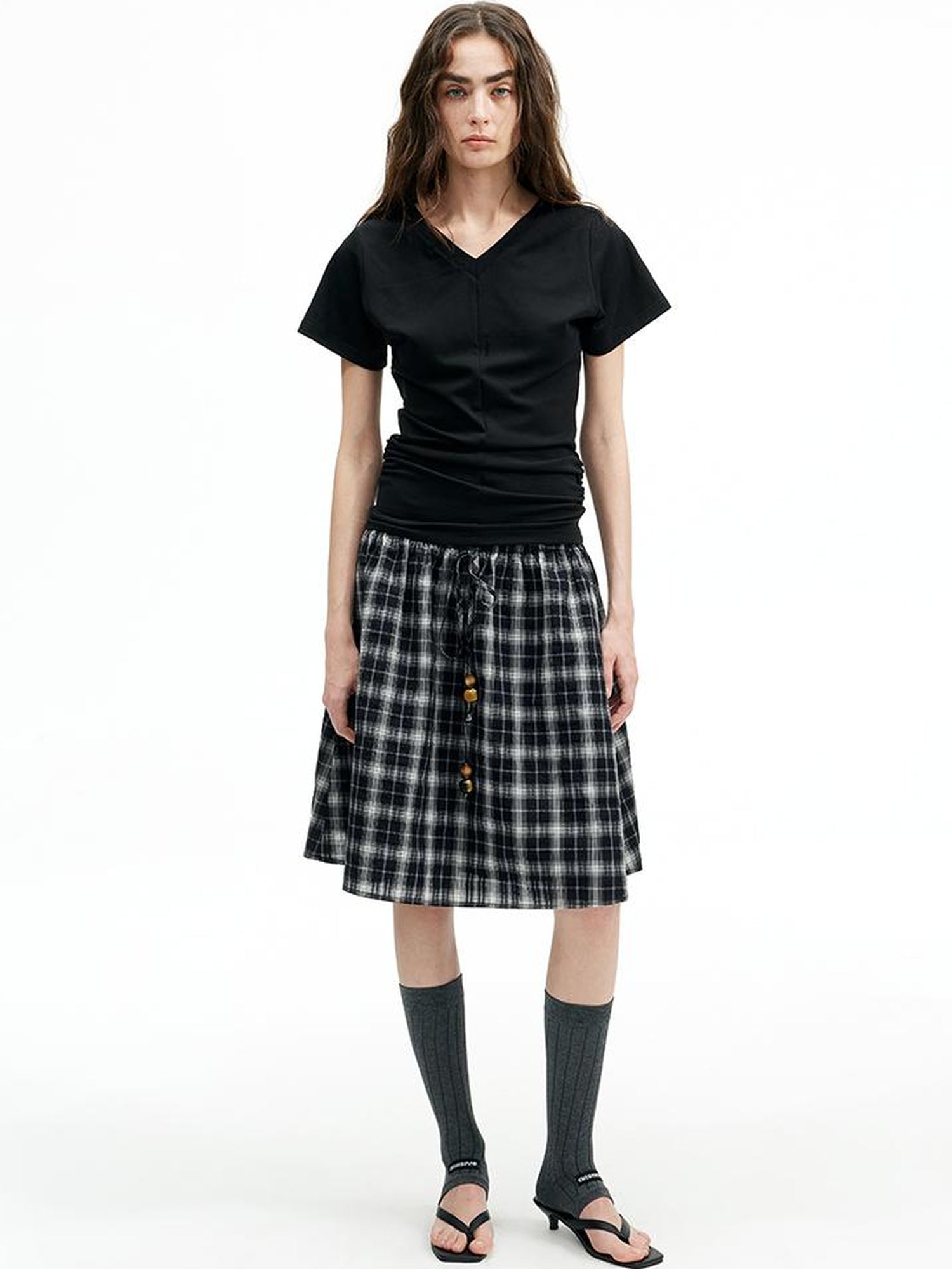 AFTADAWN Two Way Adjustable Strapless Tube Top with Beaded A Line Skirt Set