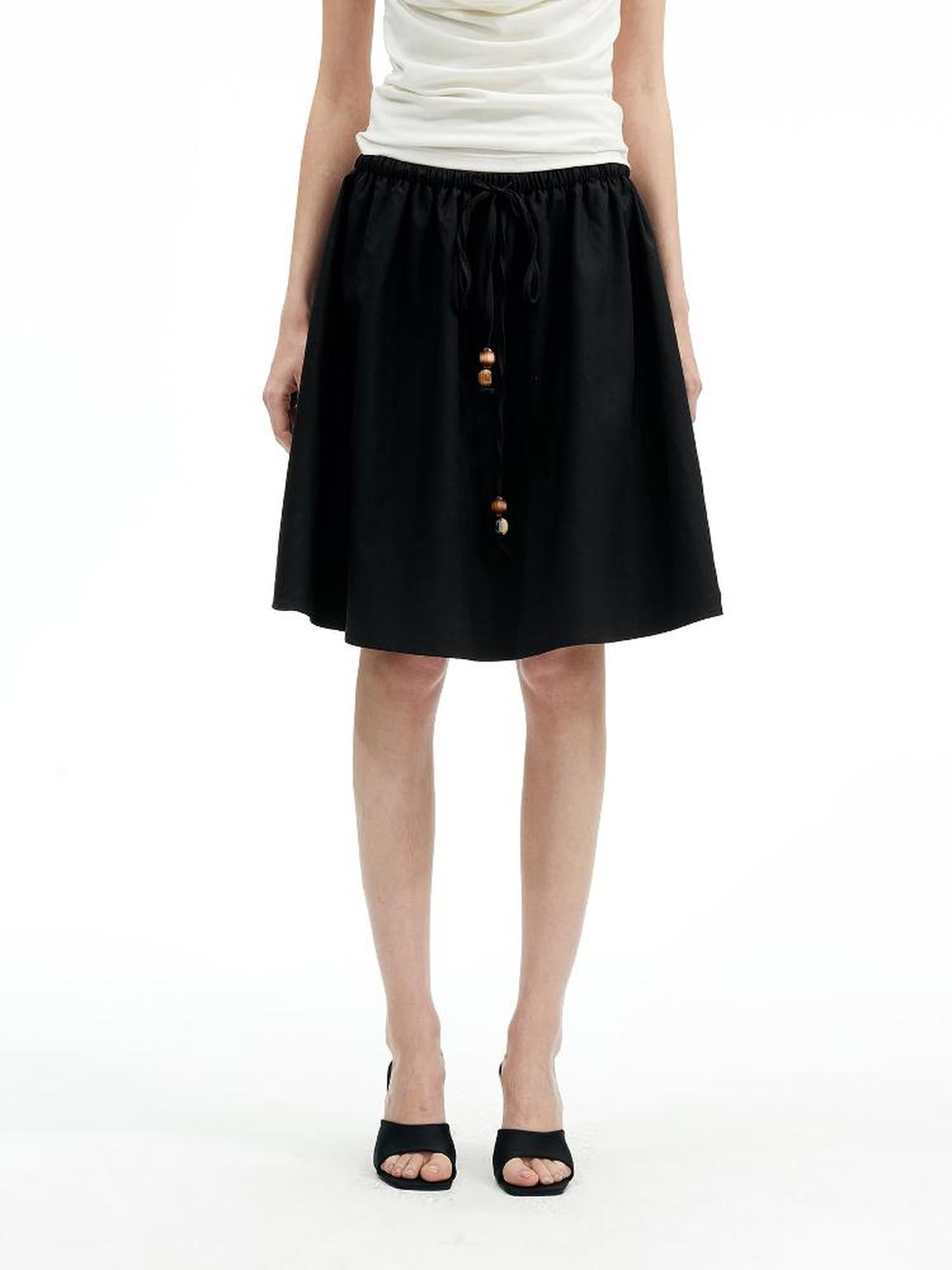 Two Way Beaded Halter Top with Drawstring and Elastic A Line Skirt