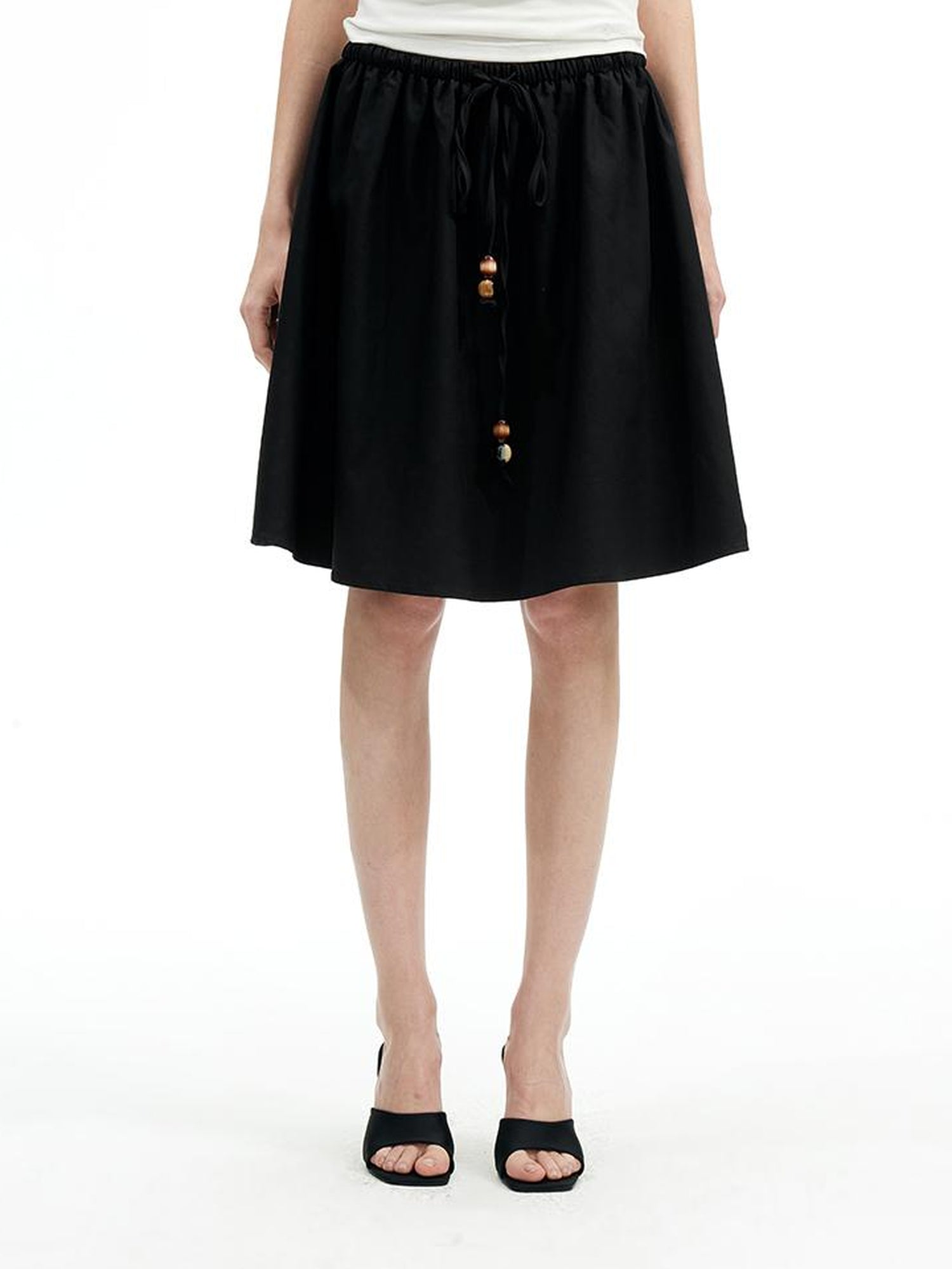Two Way Beaded Halter Top with Drawstring and Elastic A Line Skirt