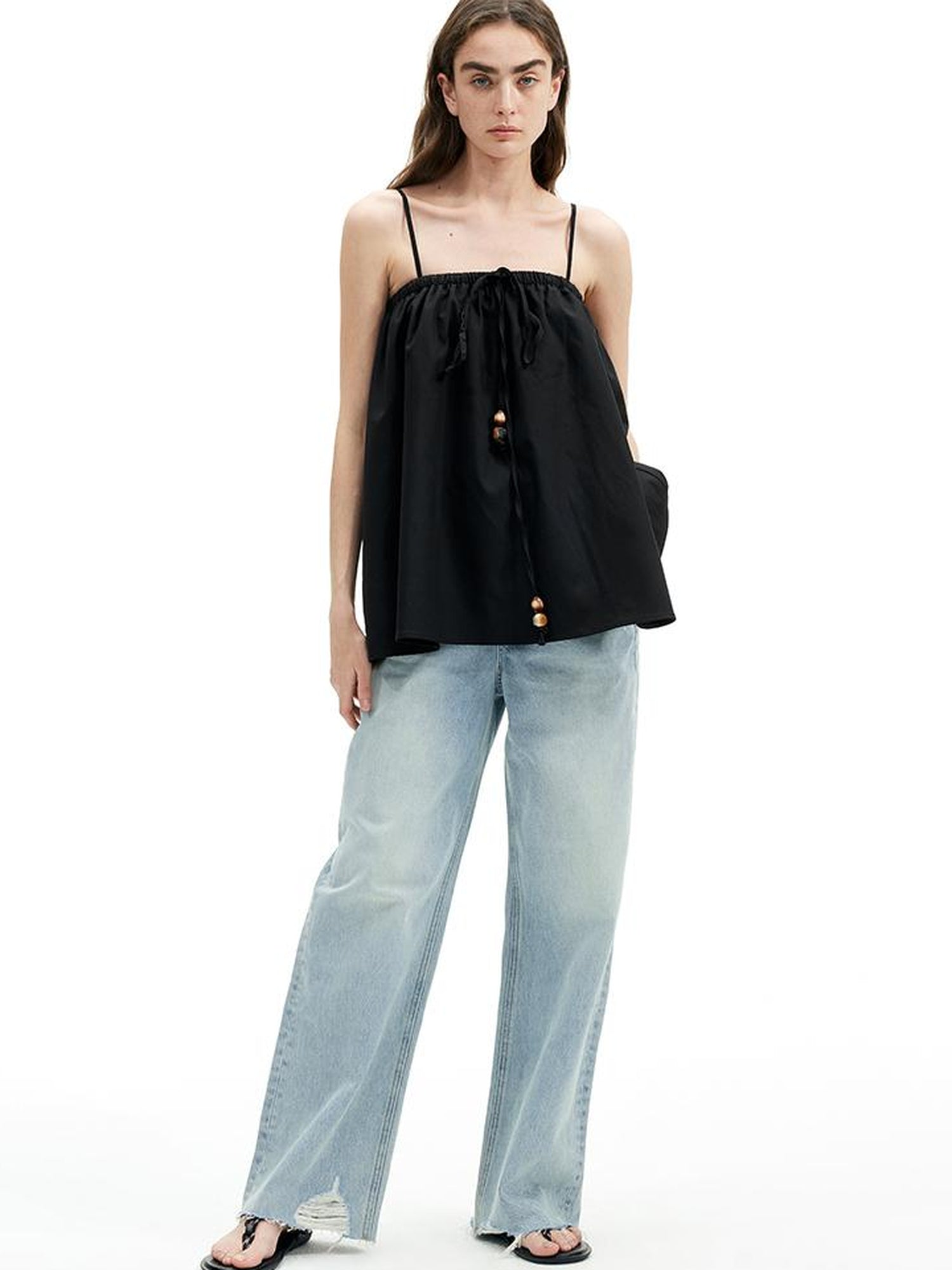 Two Way Beaded Halter Top with Drawstring and Elastic A Line Skirt